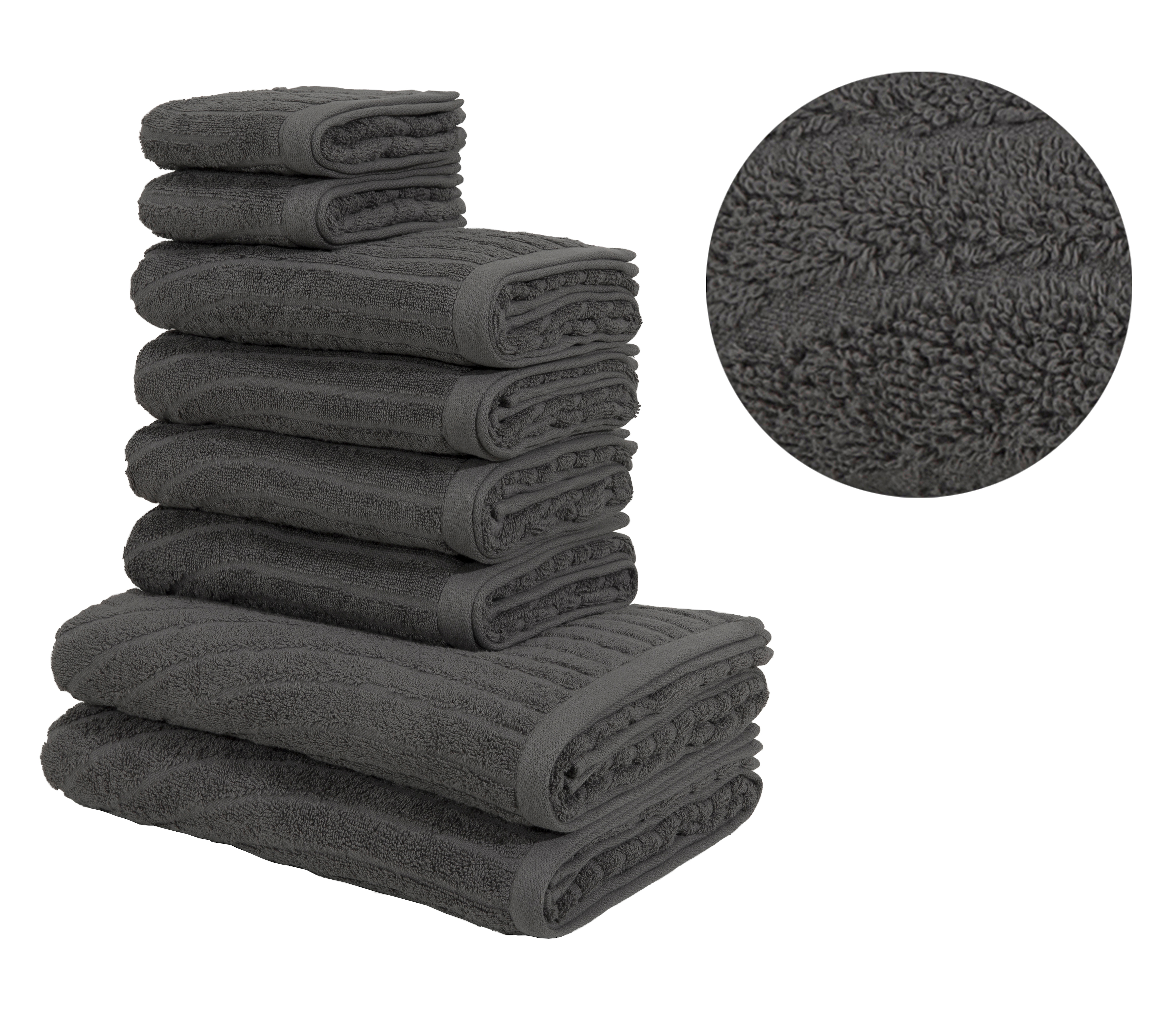 OTTO home Handtuch Set "Ognon, Duschtücher, Handtücher, Gästetücher, Zen, Scandi, Boho" Set 8 Frottier Muster, Hoch-Tief-Struktur, einfarbig, Handtuch-Set, 100% Baumwolle