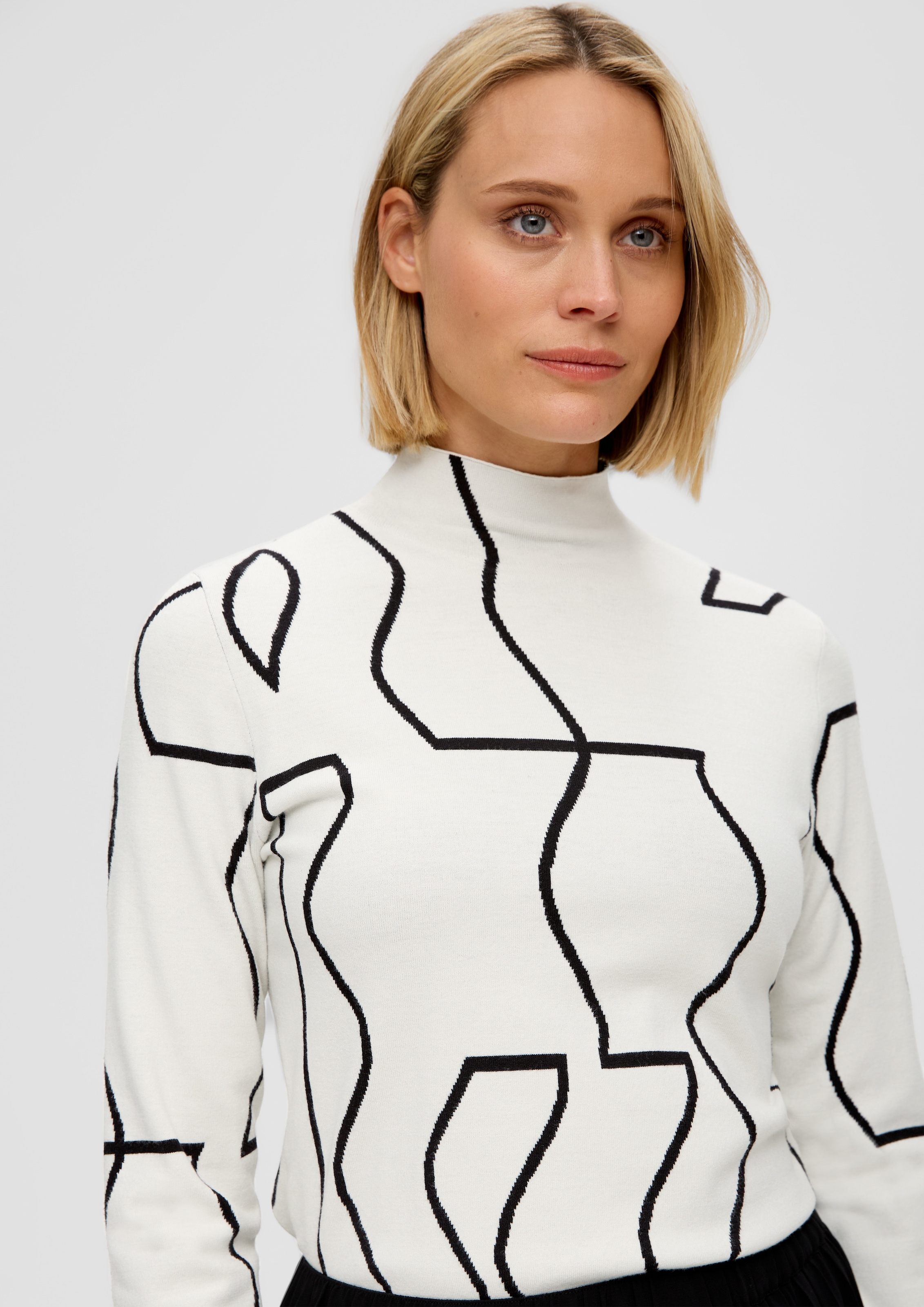 BLACK mit Strickpullover, BAUR | LABEL s.Oliver geometrischem Muster bestellen