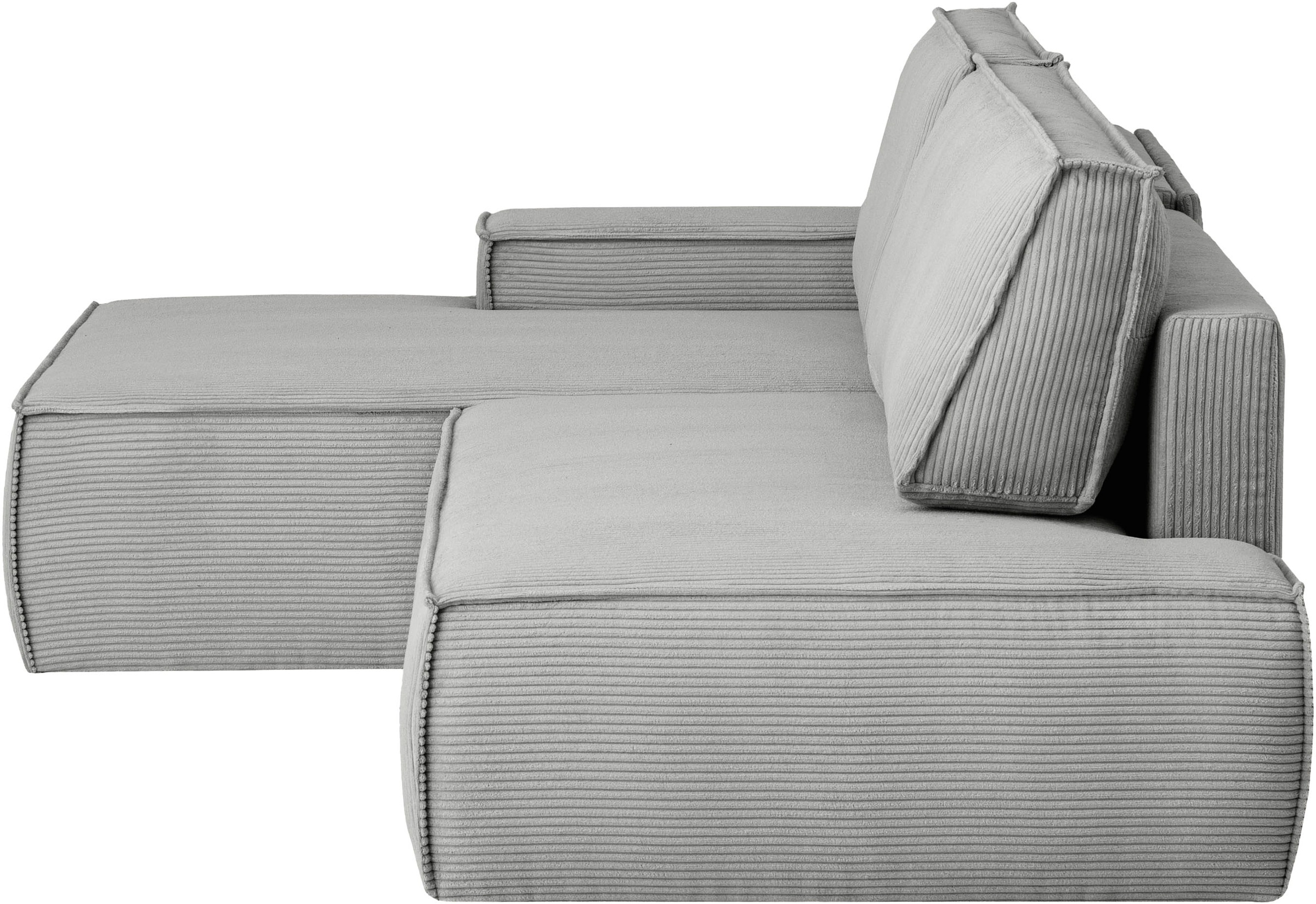 Home affaire Ecksofa »SHERWOOD, Schlafsofa in L-Form offen (275cm), Cord, Leinenoptik«, Schlaffunktion und Bettkasten, Kedernaht, hoher Sitz- & Liegekomfort