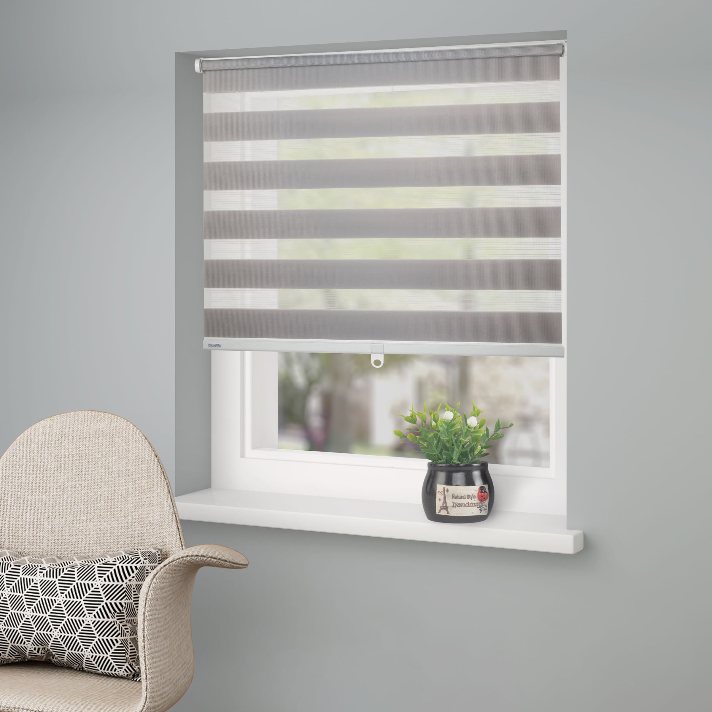 OTTO home Doppelrollo "Jan" Lichtschutz Sichtschutz ohne Bohren freihängend Rollo, Fixmaß, Klemmfix, uni, monochrom, basic, schnurlos