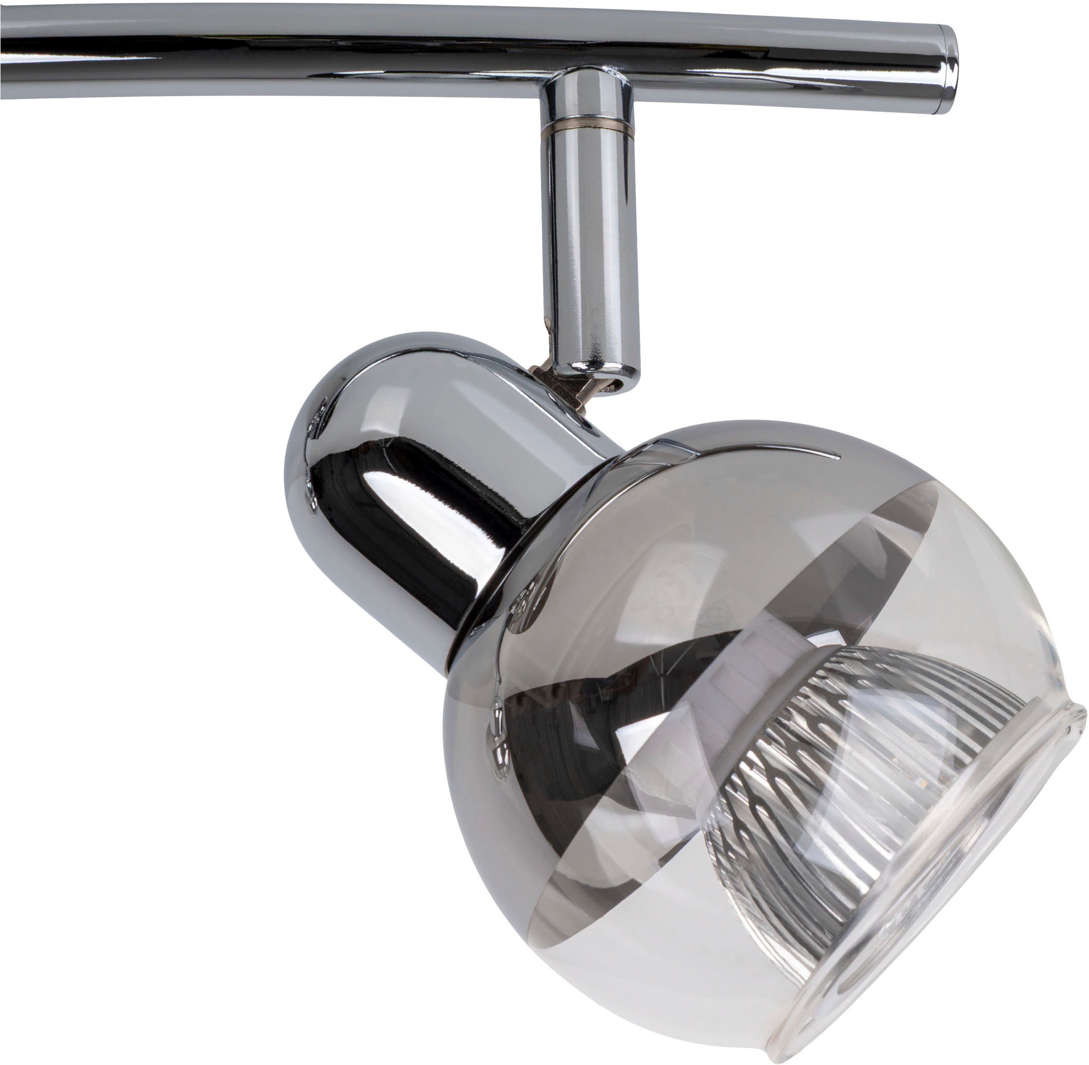 näve Deckenspots »Boccia«, 2 flammig, Leuchtmittel GU10 | LED wechselbar, 2flg. incl. LED GU10 6W, chrom, Glasschirm, verstellbare Spots, l:41cm