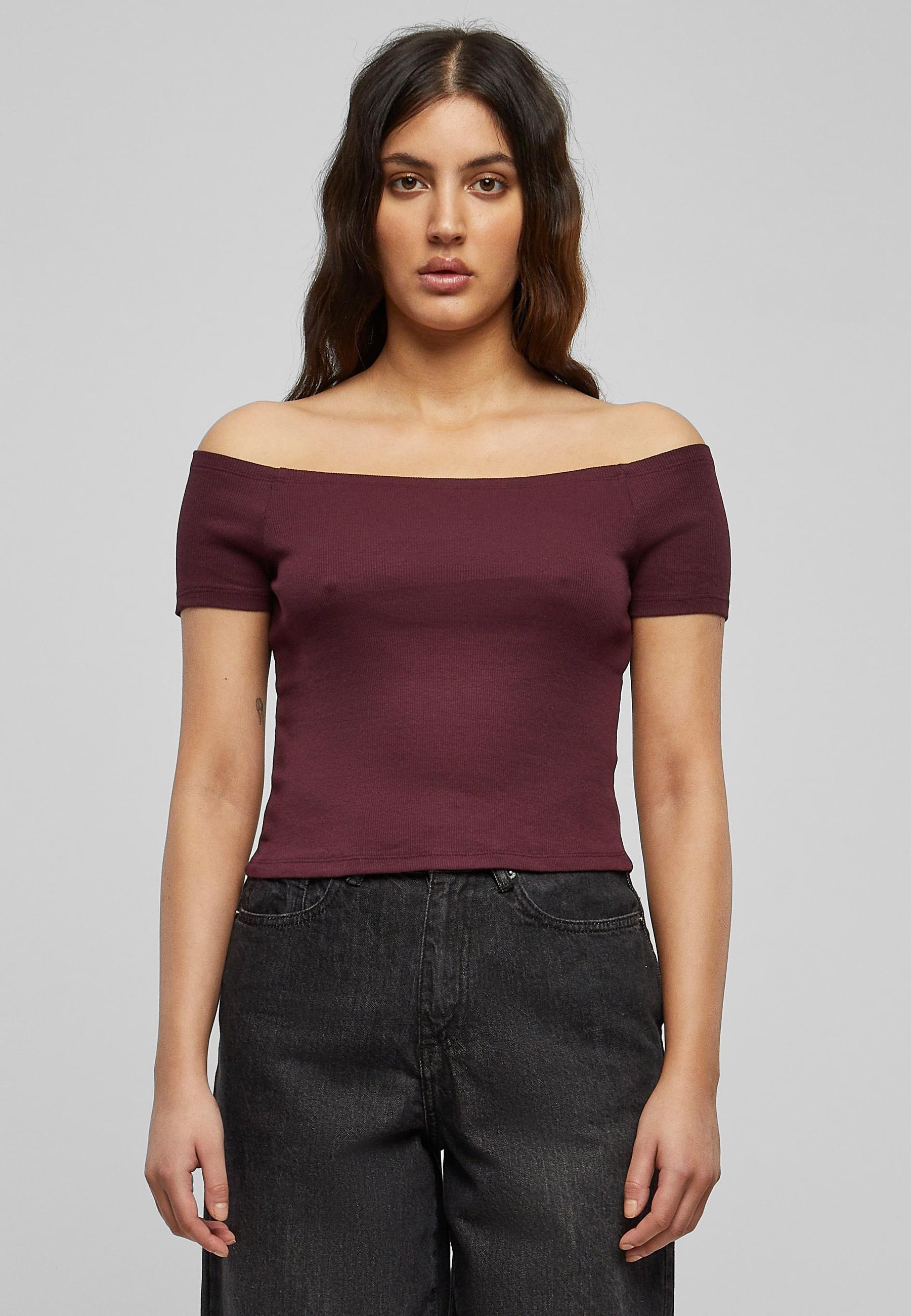 URBAN CLASSICS T-Shirt »Urban Classics Damen Ladies Off Shoulder Rib Tee«, (1 tlg.)