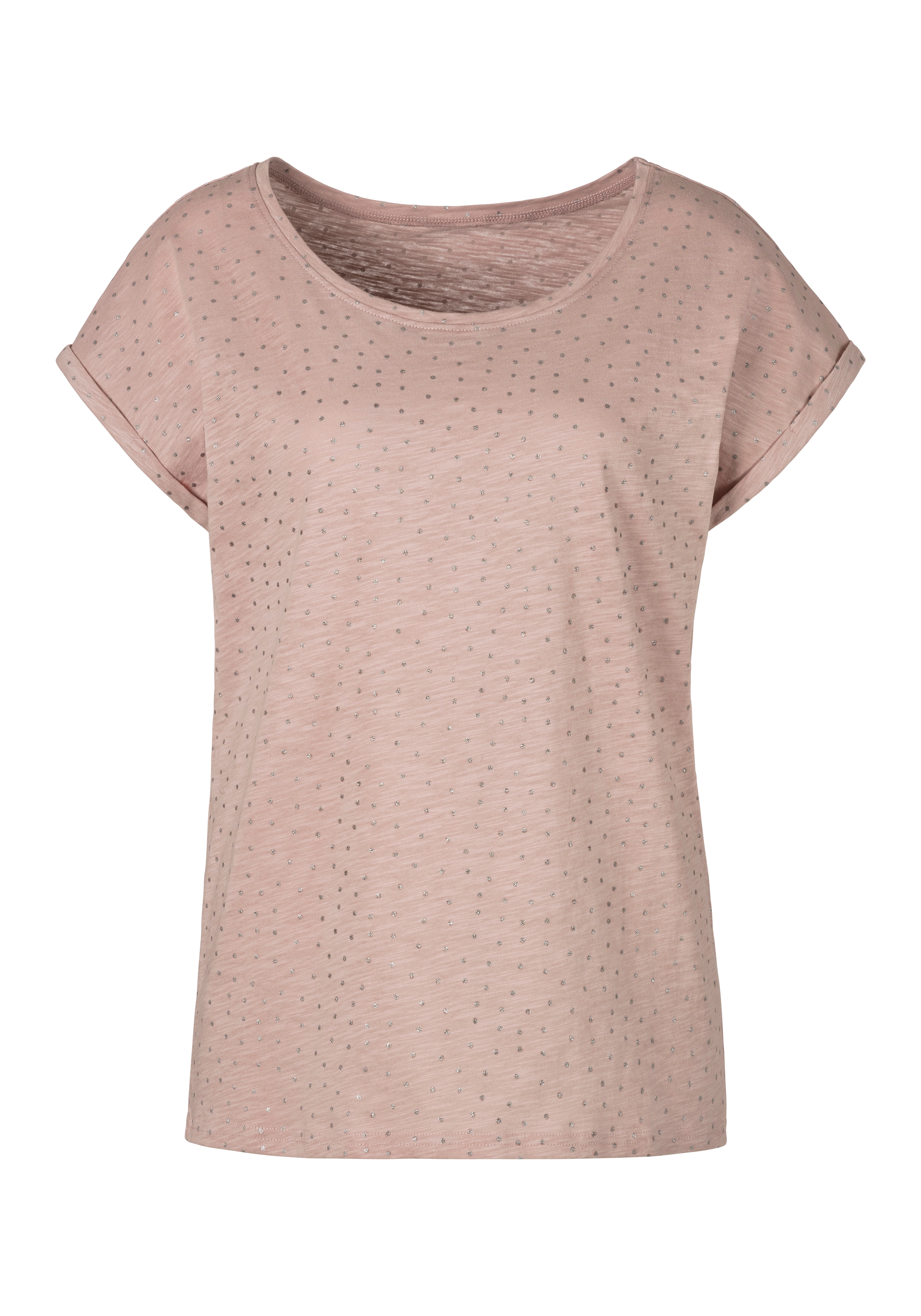Vivance Kurzarmshirt "mit silbrigen Glitzerpünktchen", aus weicher Baumwoll günstig online kaufen