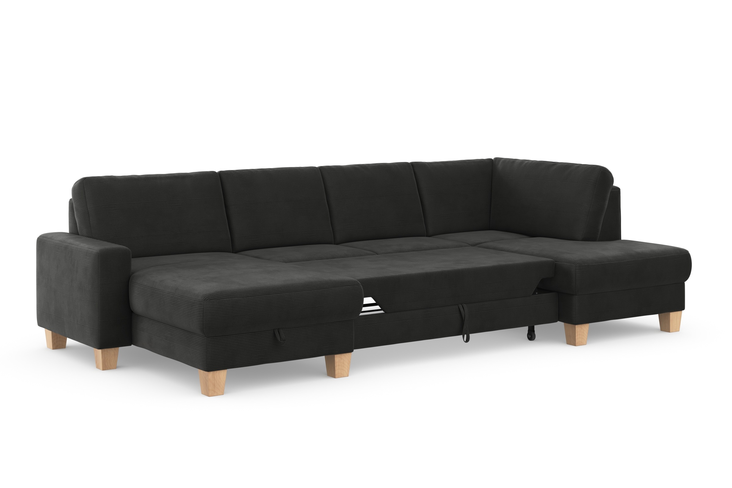 Home affaire Wohnlandschaft »Summer U-Form«, mit oder ohne Bettfunktion und Bettkasten, Cord-Bezug