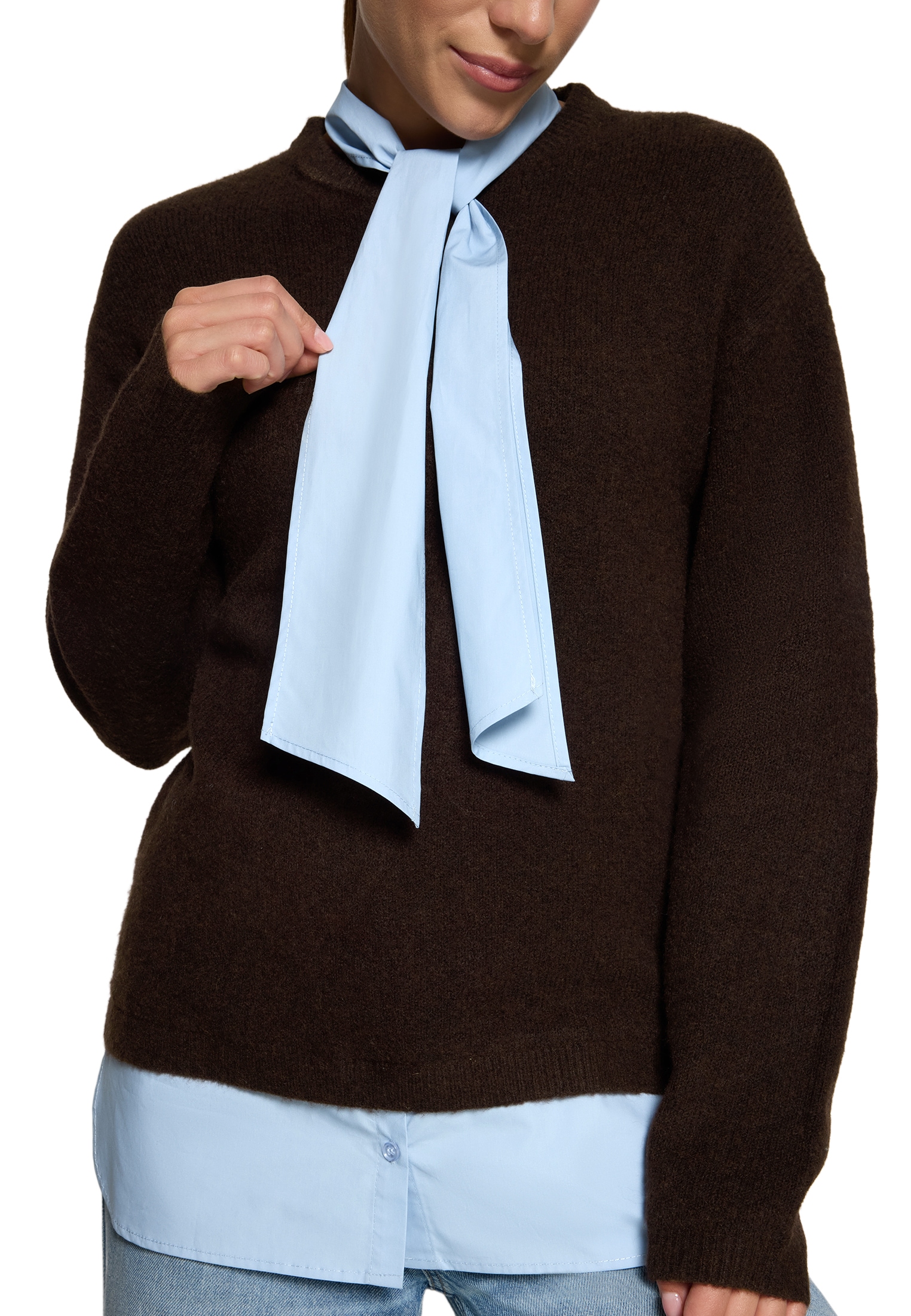 Zero Strickpullover »Damen mit Bluseneinsatz« 1 Material