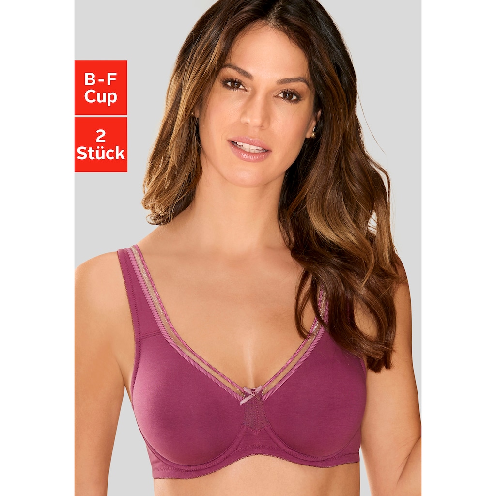 petite fleur Minimizer-BH, (Packung, 2 Stück), aus Baumwolle mit nahtlosen ungefütterten Cups, Basic Dessous