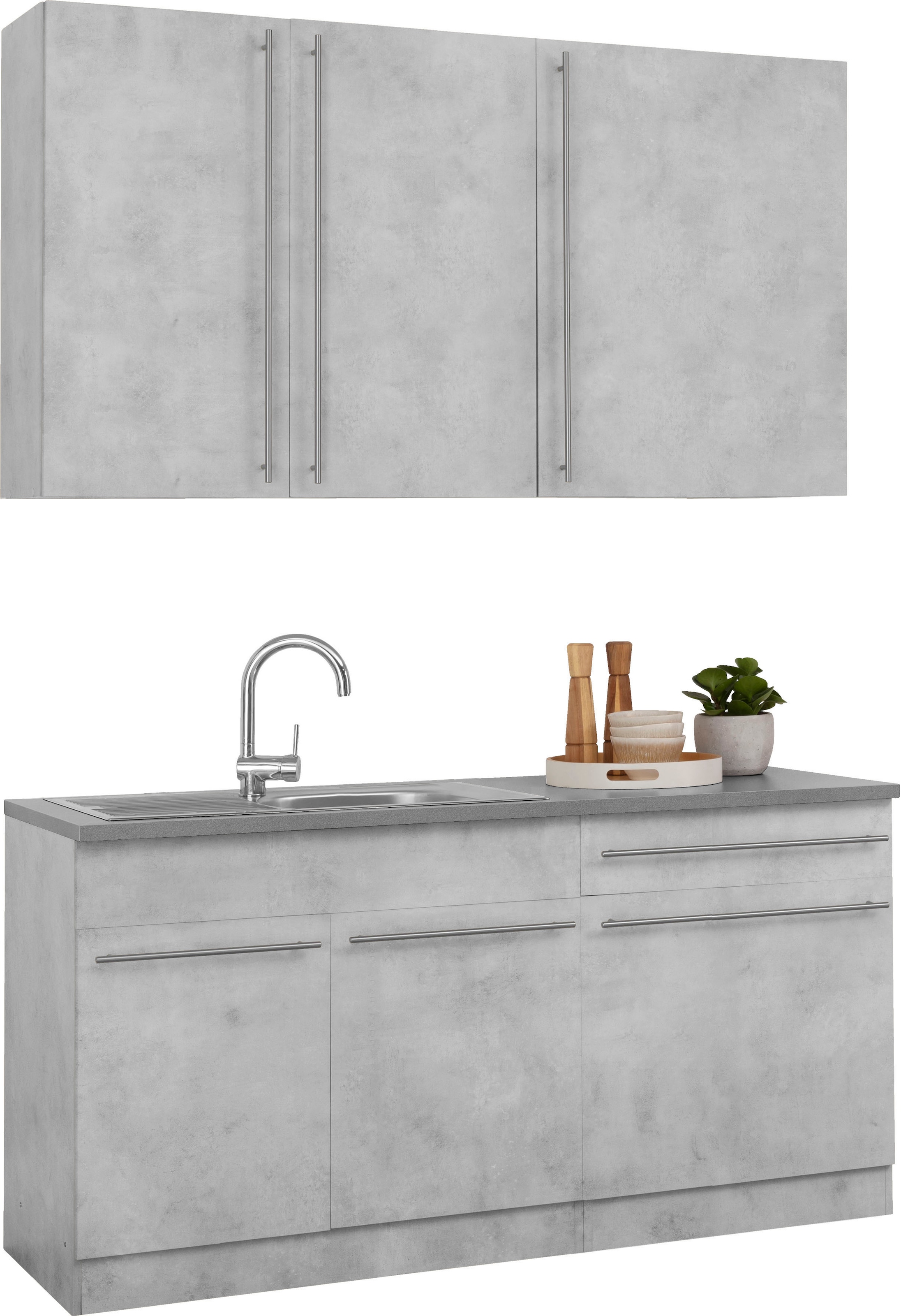 wiho Küchen Pantryküche »Chicago«, ohne E-Geräte, Breite 160 cm