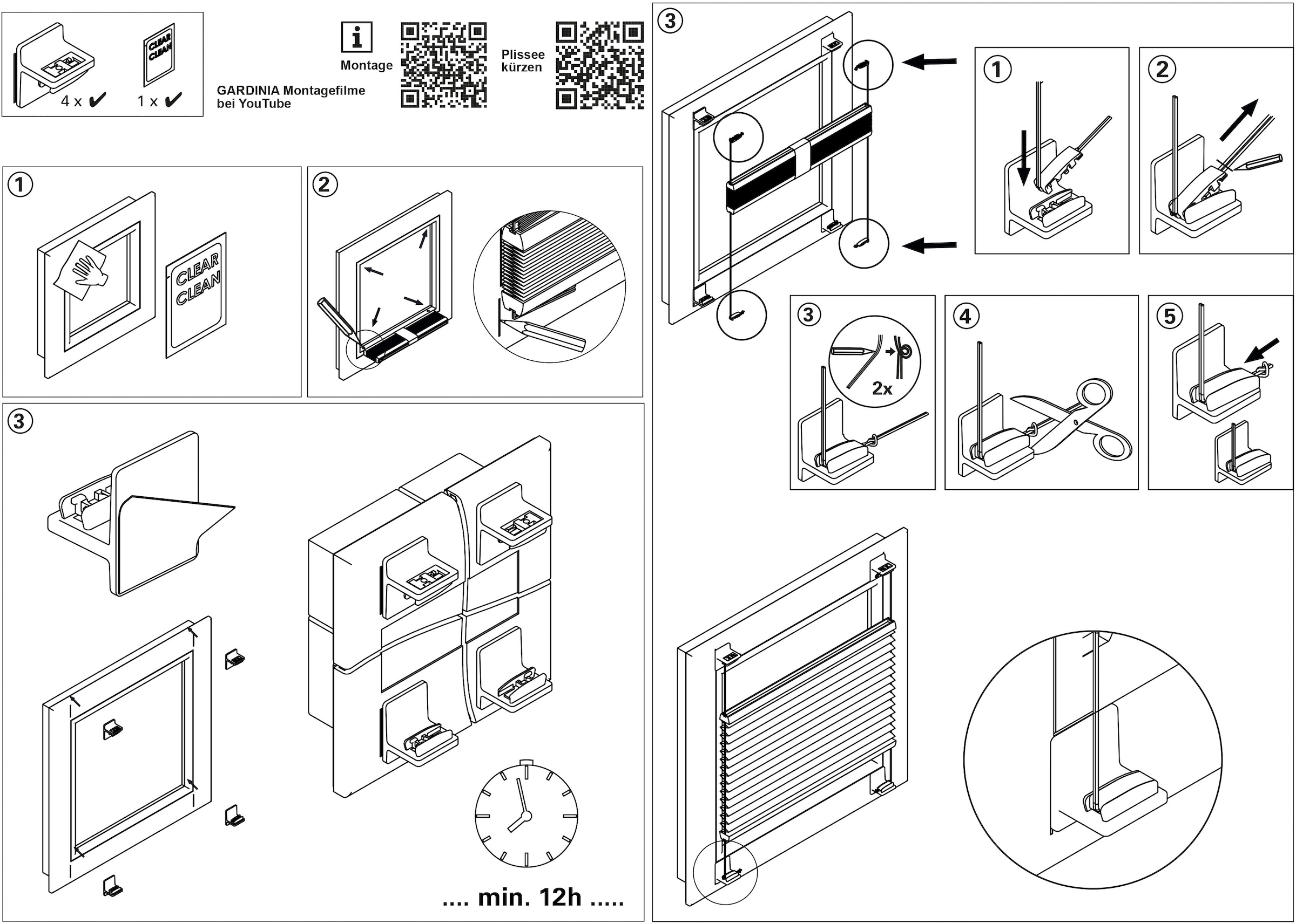 GARDINIA Klebeträger »Zubehör Plissee Concept«, (4 St.), Plissee Concept  Zubehör bestellen | BAUR | Fensterfolien