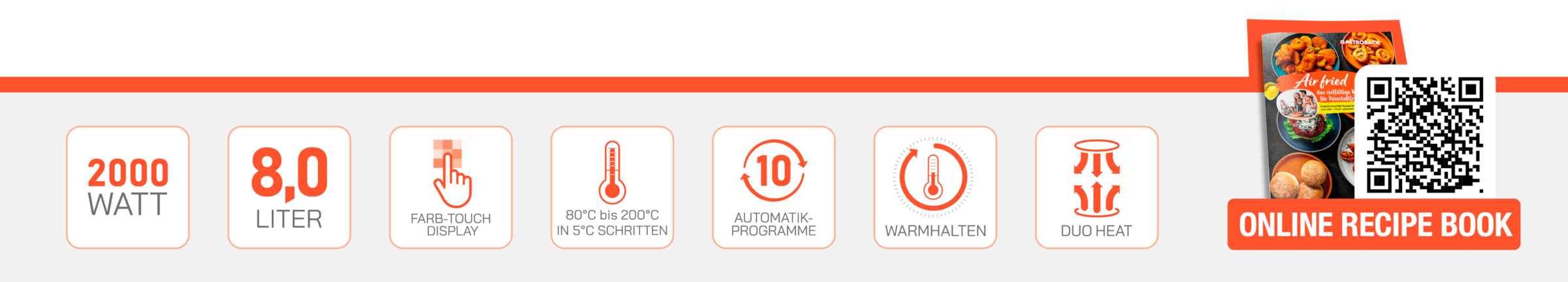 Gastroback Heißluftfritteuse »Heißluftfritteuse 42586_Multi-Heissluftfritteuse Duo Family 9 L« 2000 W