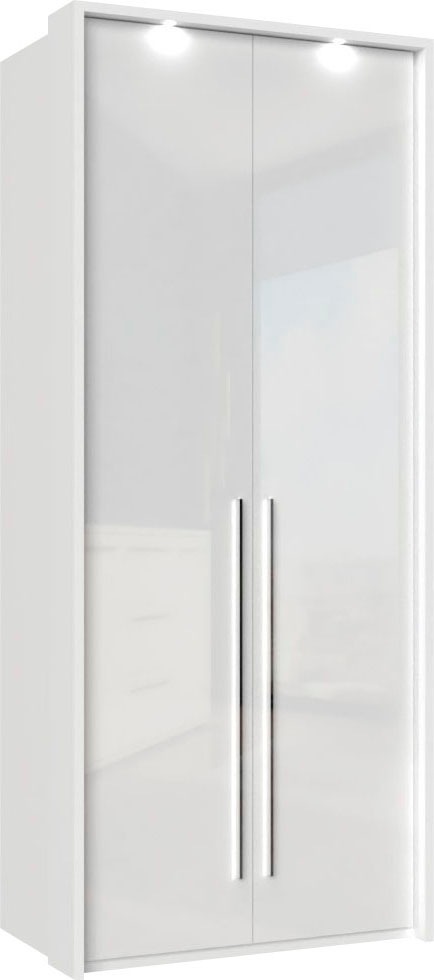 Kleiderschrank OTTO HOME, B:97cm H:226cm T:60cm, weiß, Holzwerkstoff, Jugendzimmer, Schränke, "Piano, inklusive Rahmen und Beleuchtung,
