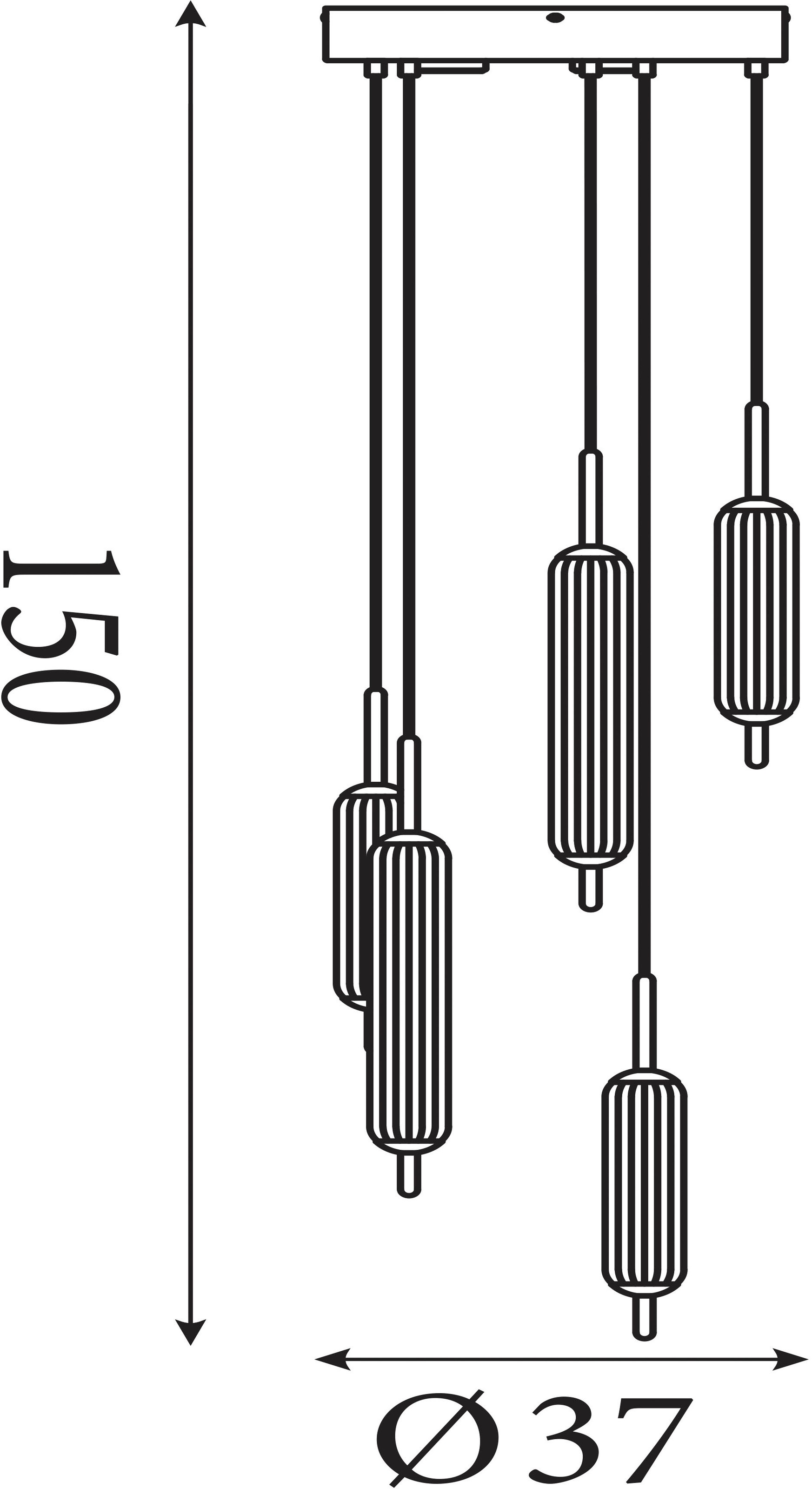 Searchlight LED Pendelleuchte »Cattail 5Lt LED-Pendellampe aus Latte-Metall mit klarem Glas« LED-Modul 1 Stk.