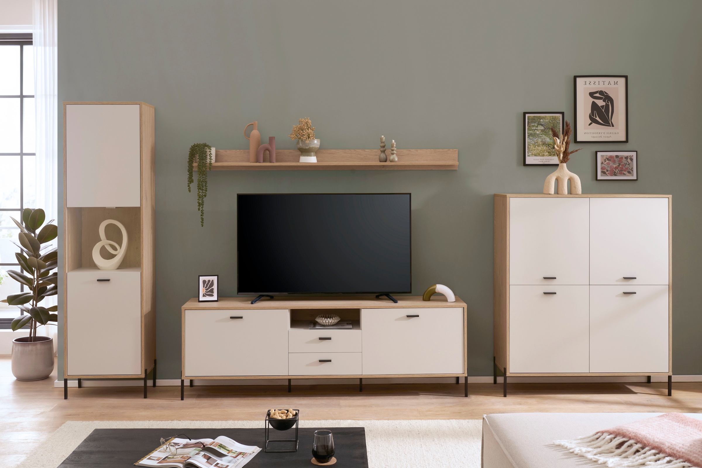 Home affaire Wohnwand »Fredericia, moderne Anbauwand, Komplettset in Kaschmir« Set, 4 Stk. tlg.