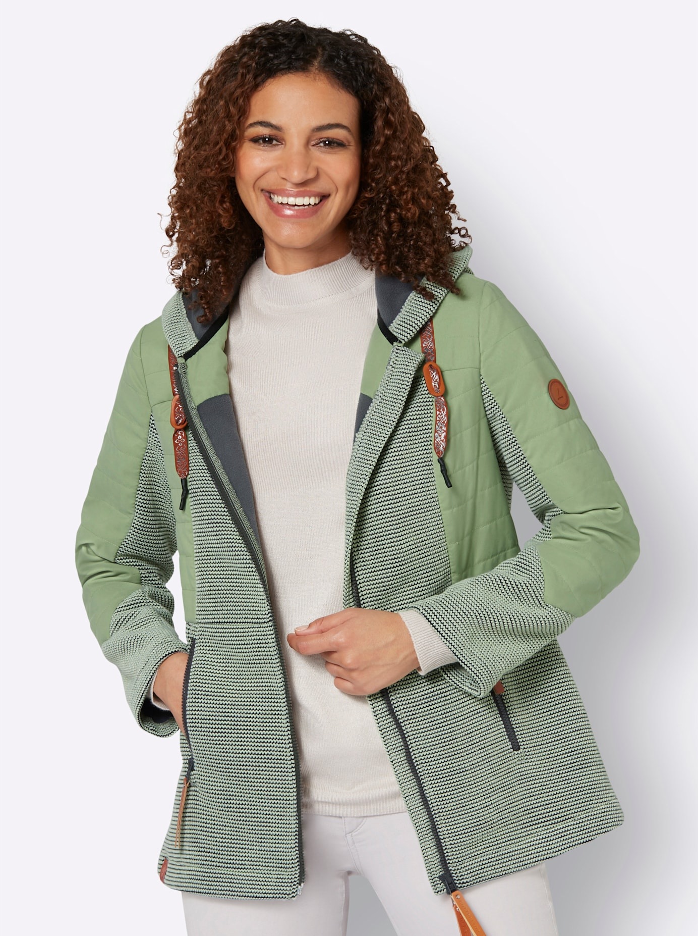 Casual Looks Strickfleecejacke mitKapuze günstig online kaufen