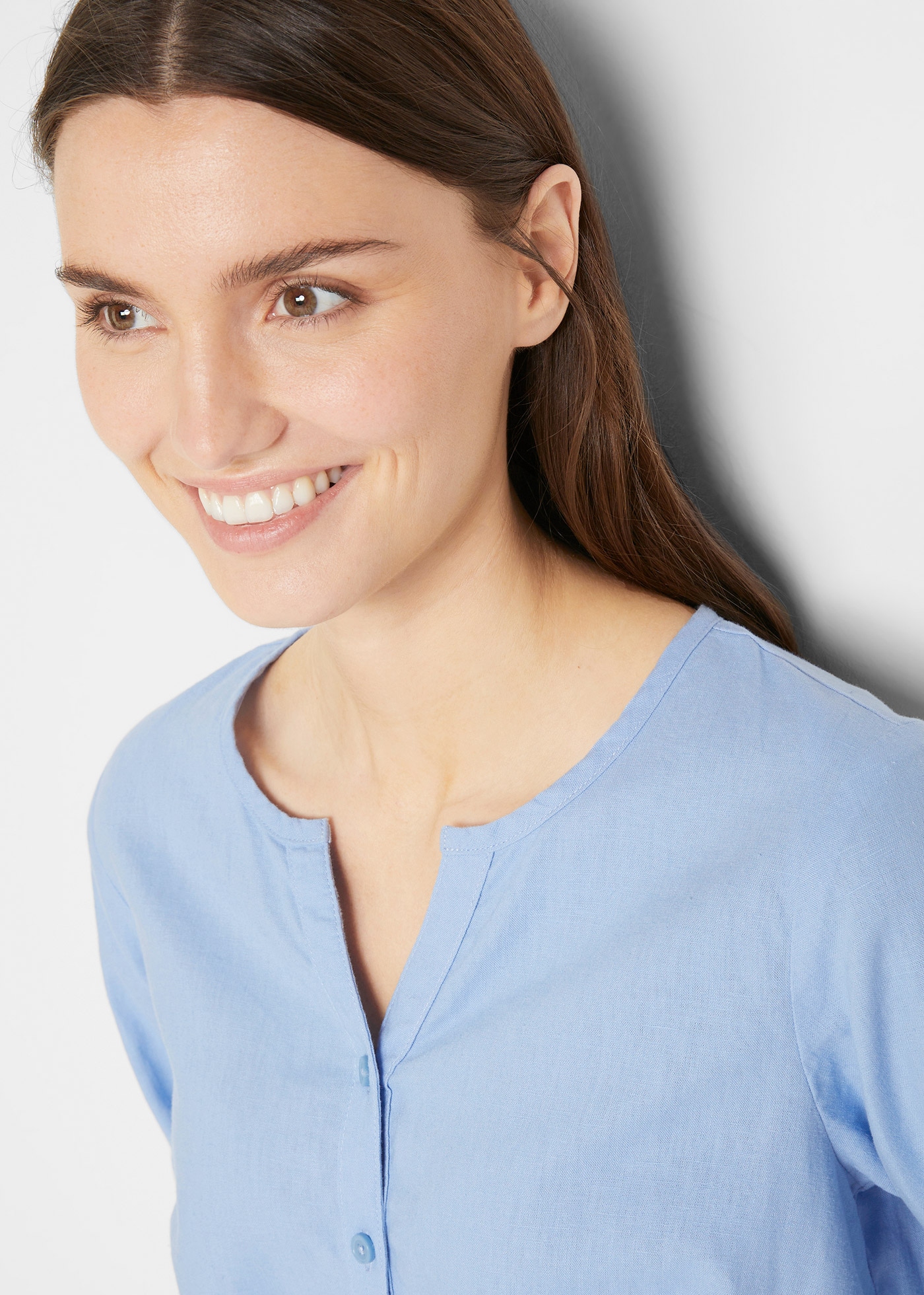bonprix Langarmbluse »Bluse mit Leinen, 3/4 Arm« Regular Fit, für den Alltag, aus Leinen und Baumwolle