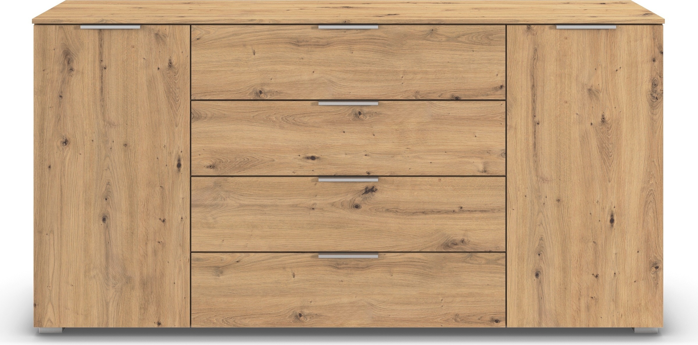 rauch Kombikommode »Sideboard Türkommode Schubladenkommode Kommode ASTANA« Breite 160 cm / Höhe 81 cm, mit 4 Einlegeböden,  2-türig, 4 geräumige Schubladen, Kantengriff Alufarben MADE IN GERMANY