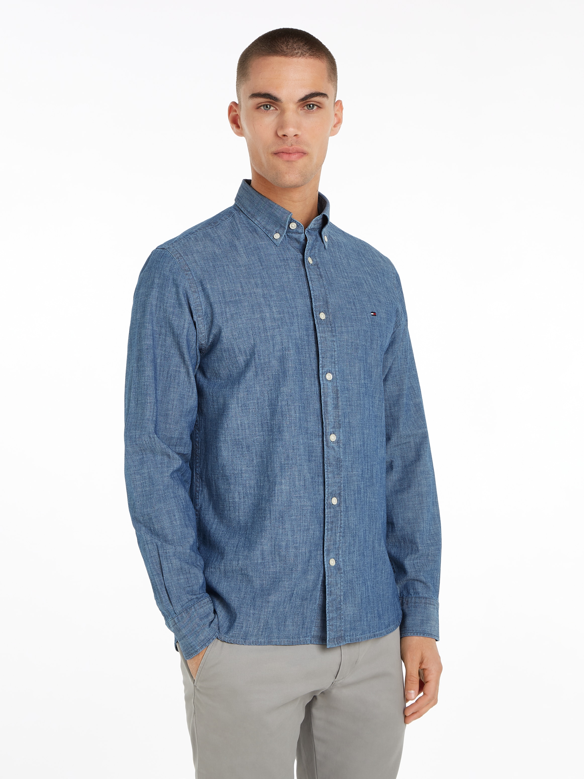 Tommy Hilfiger Langarmhemd CHAMBRAY SOLID RF SHIRT günstig online kaufen