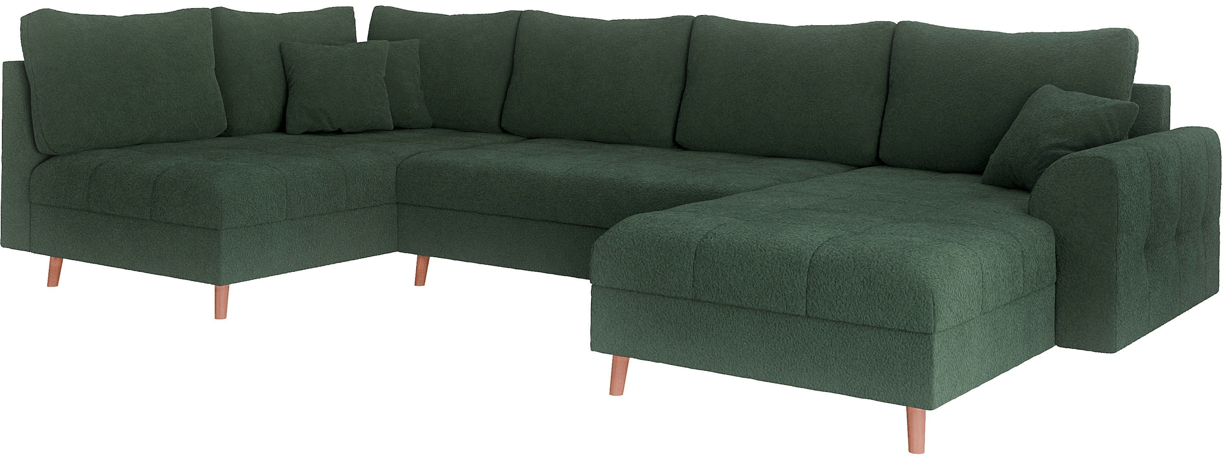 Home affaire Wohnlandschaft »CHARRE U-Form mit Ottomane, Maße B/T/H: 310/161/81 cm«, feine Steppung, lose Rücken- und Zierkissen, auch in Cord und Bouclé