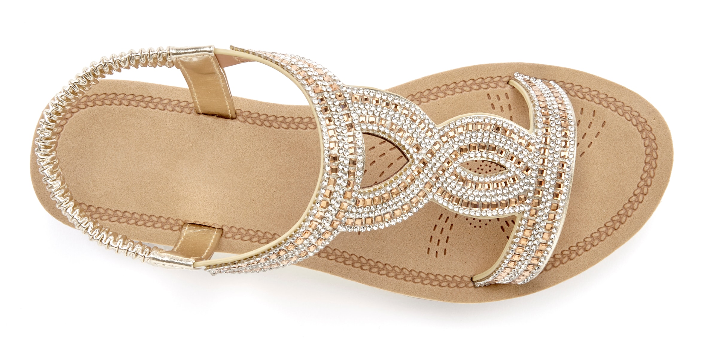 Vivance Sandale »Sandalette, Sommerschuh, offener Schuh«, mit elastischen Riemchen und Glitzersteinchen VEGAN