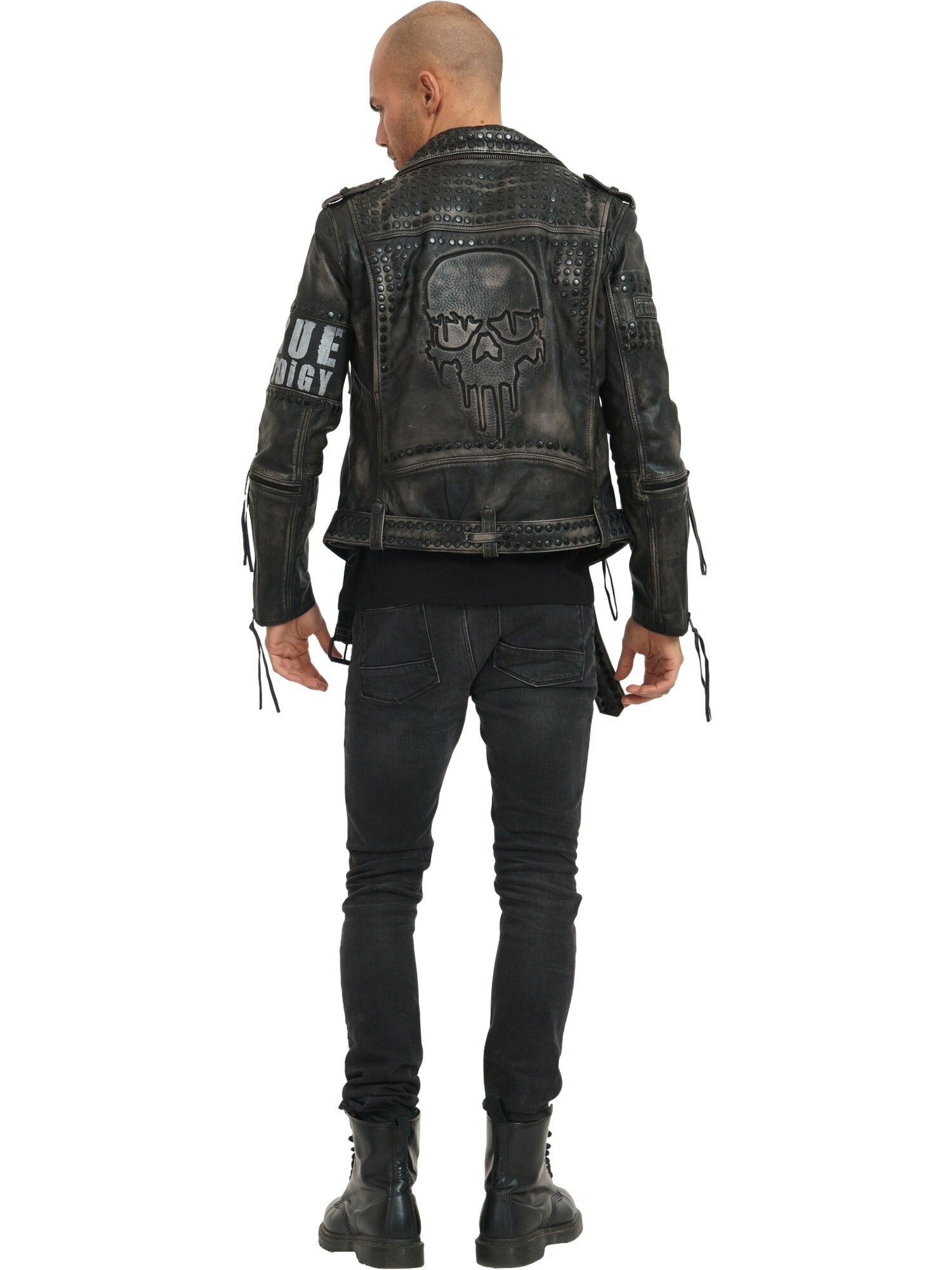 trueprodigy Lederjacke »Dwayne mit Nieten, Print und Waschung« ohne Kapuze