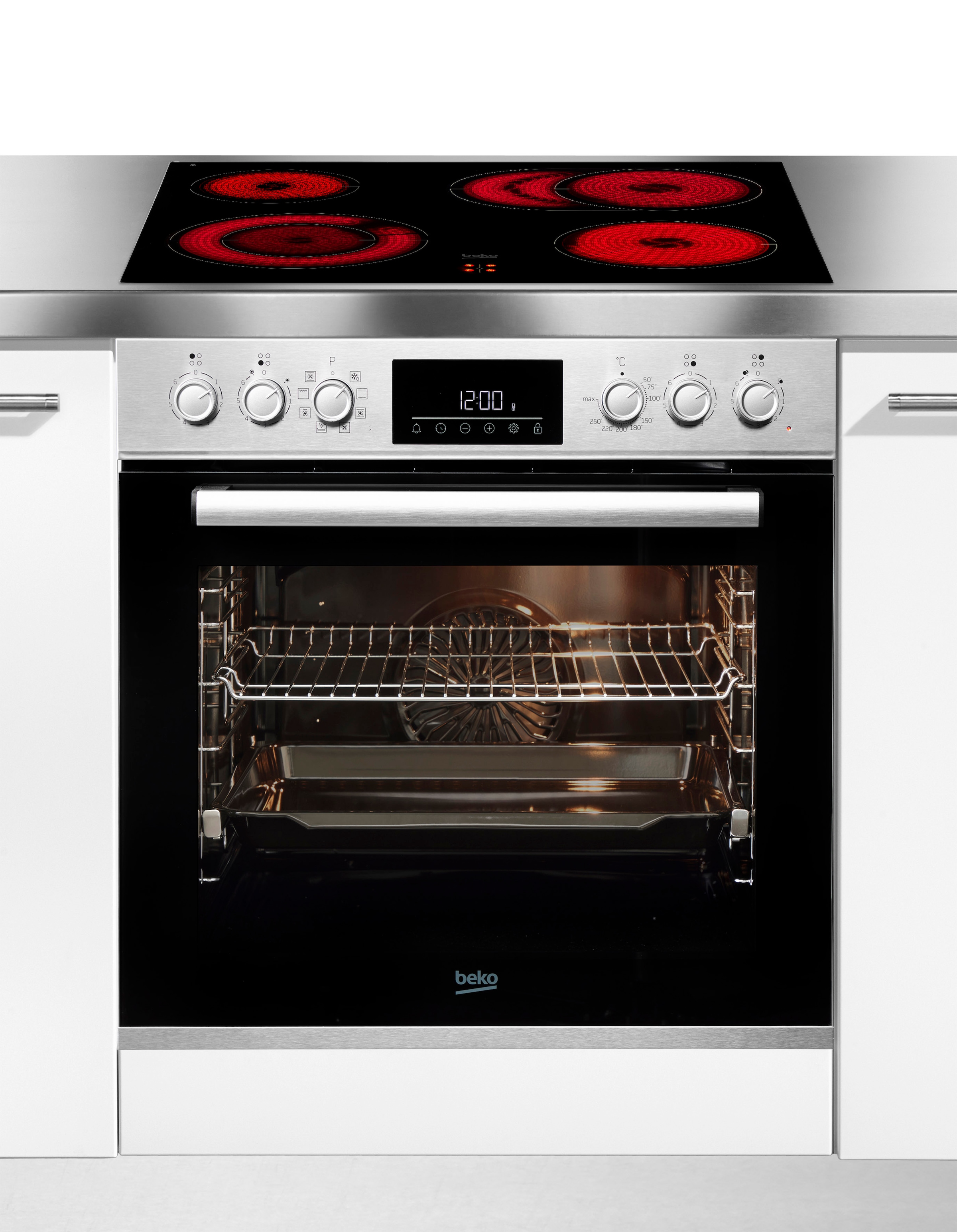 Beko Edelstahlfarben Elektro-Herd-Set "Bbum12328x" Mit 1-Fach-Teleskopauszug Hydrolyse Gleichmäßige Heißluft Für Perfekte Ergebnisse Dank Aeroperfect von Baur