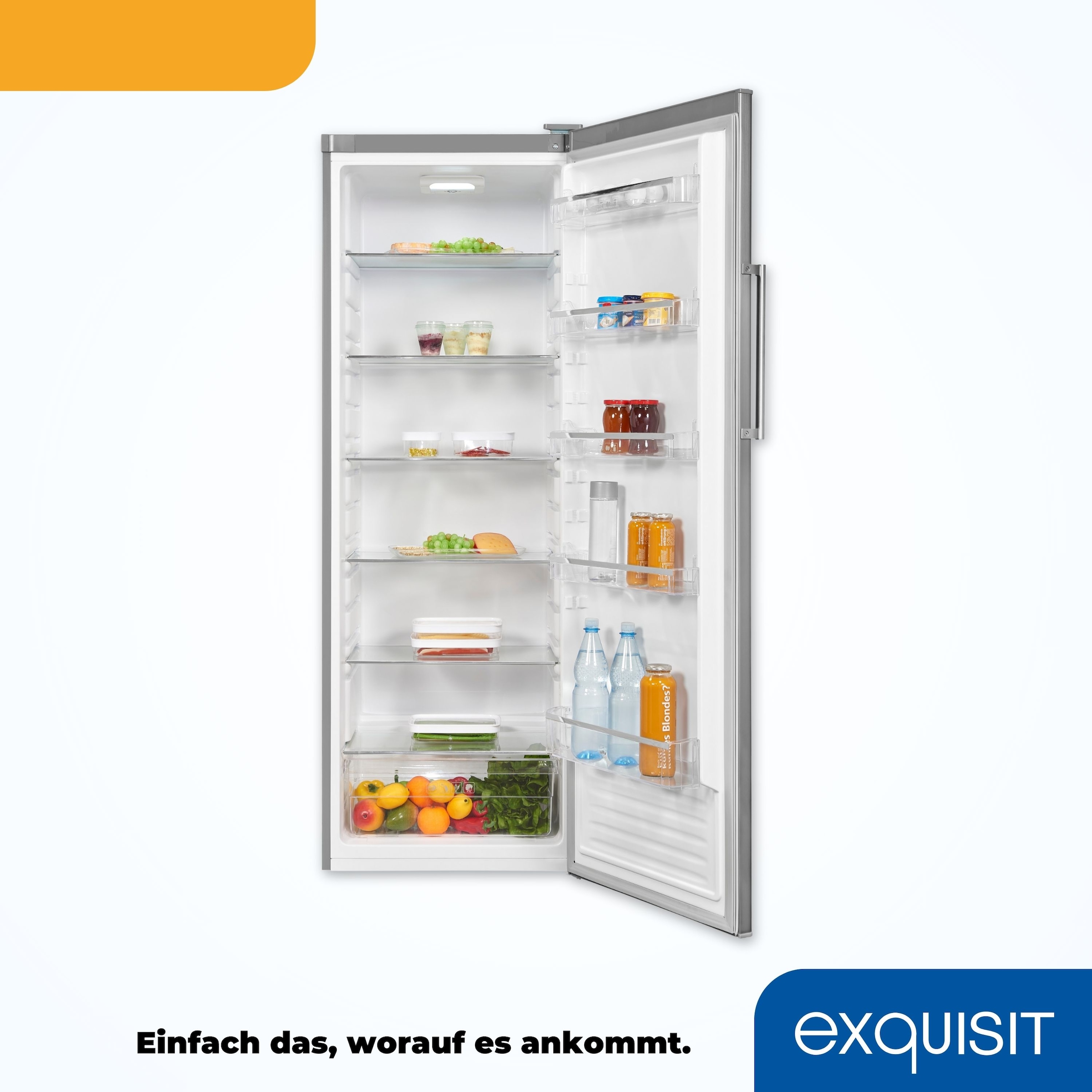 exquisit Kühlschrank »KS350-V-H-040E inoxlook«, 331 L Volumen