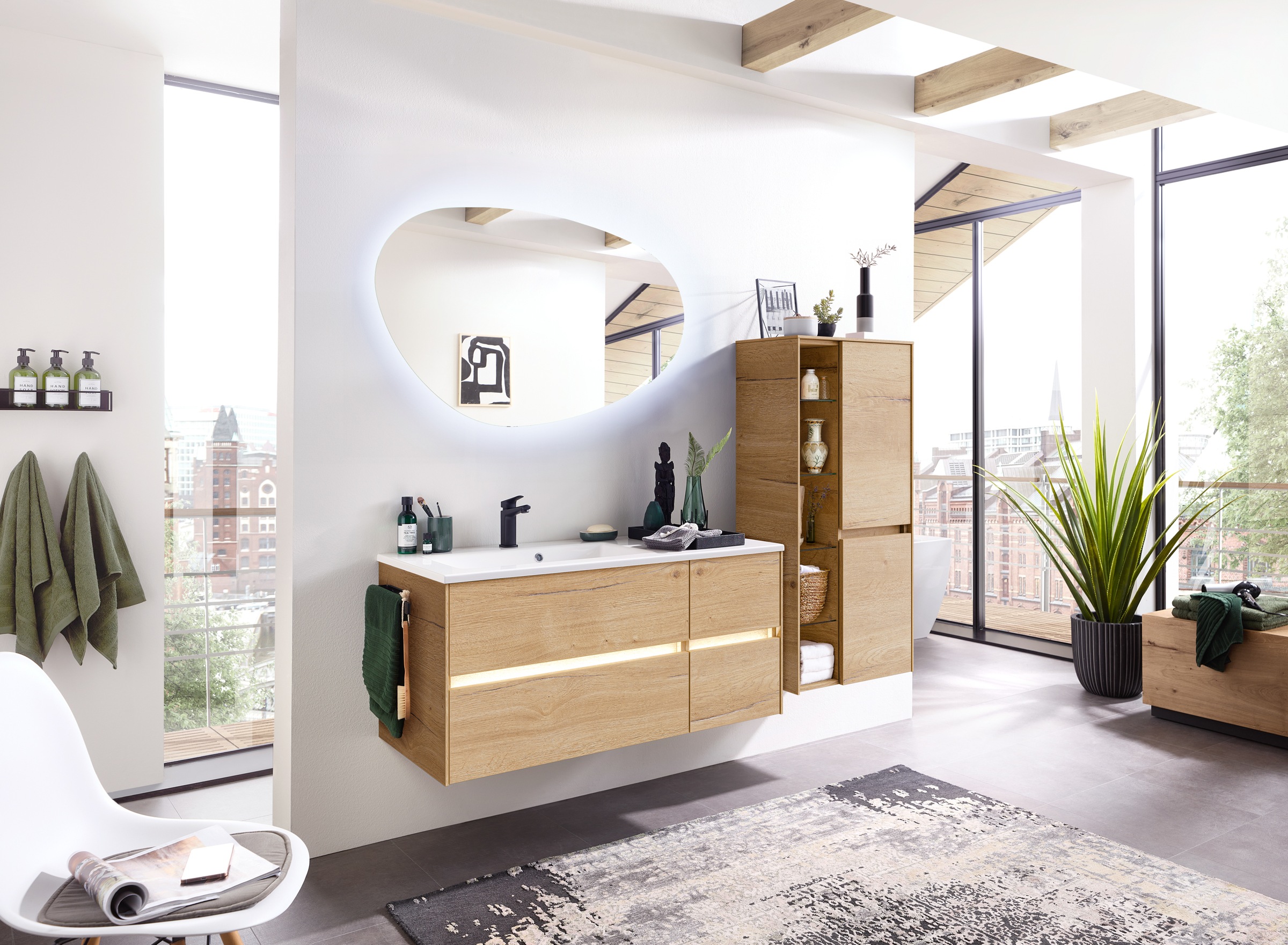 Saphir Badmöbel-Set "Badmöbel-Set Serie 6010 Solid-Surface-Waschtisch mit U günstig online kaufen