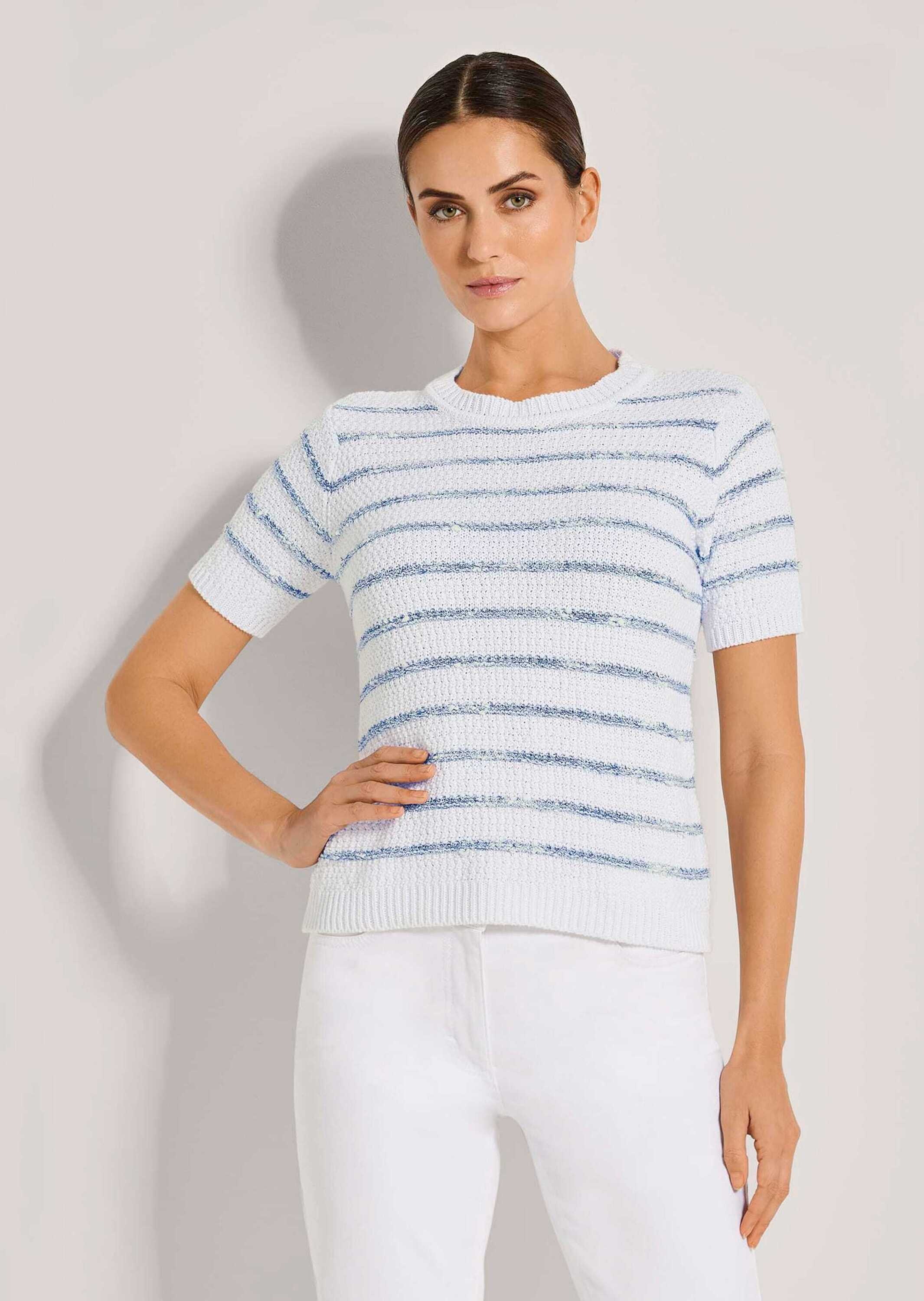 MADELEINE Longpullover "Pullover Ringel-Pullover mit kurzen Ärmeln" günstig online kaufen