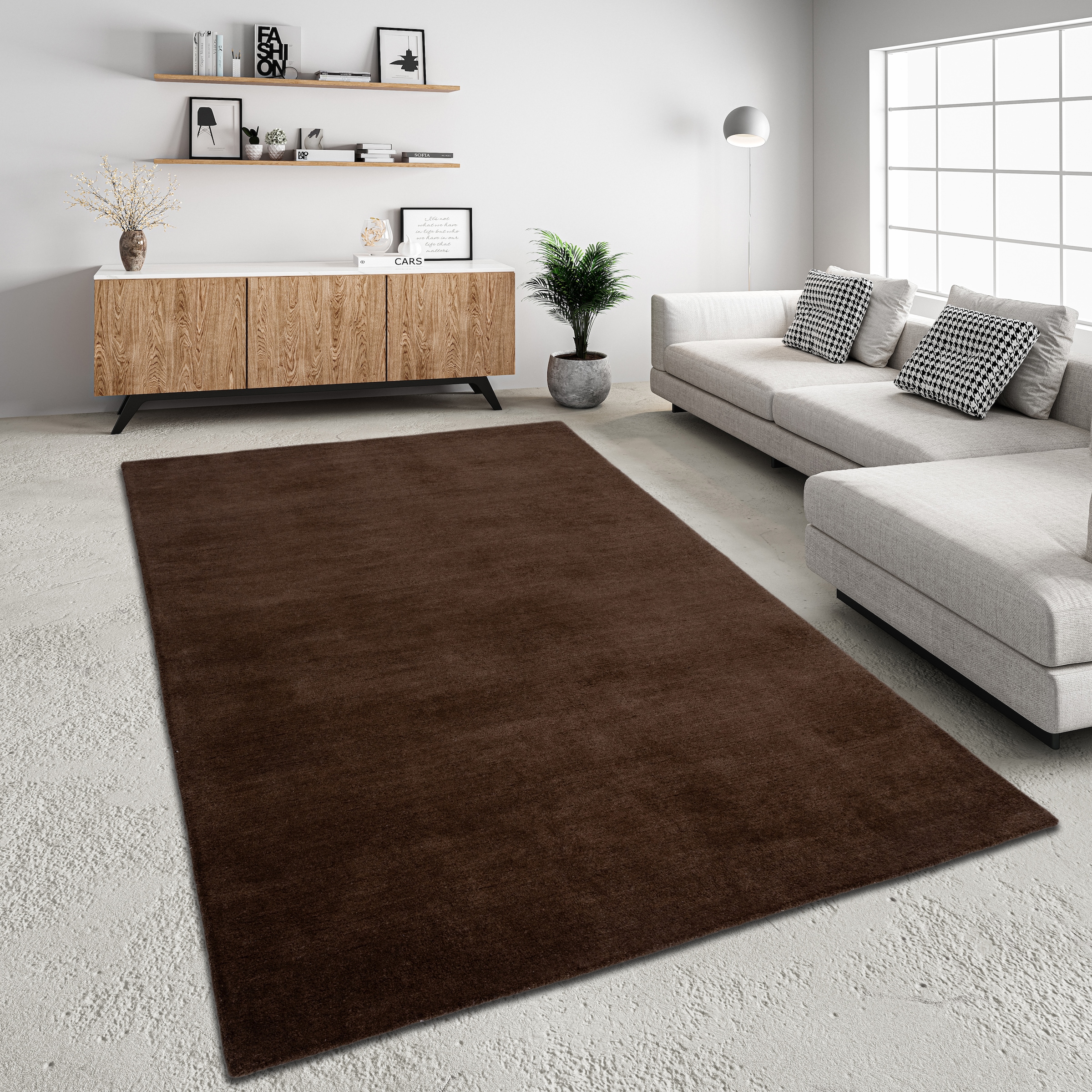 my home Wollteppich »Gabbo Natur, Handweb Teppich, reine Wolle, handgewebt«, rechteckig, 14 mm Höhe, reine Wolle, Uni,handgewebt, Wohnzimmer, Schlafzimmer, Esszimmer