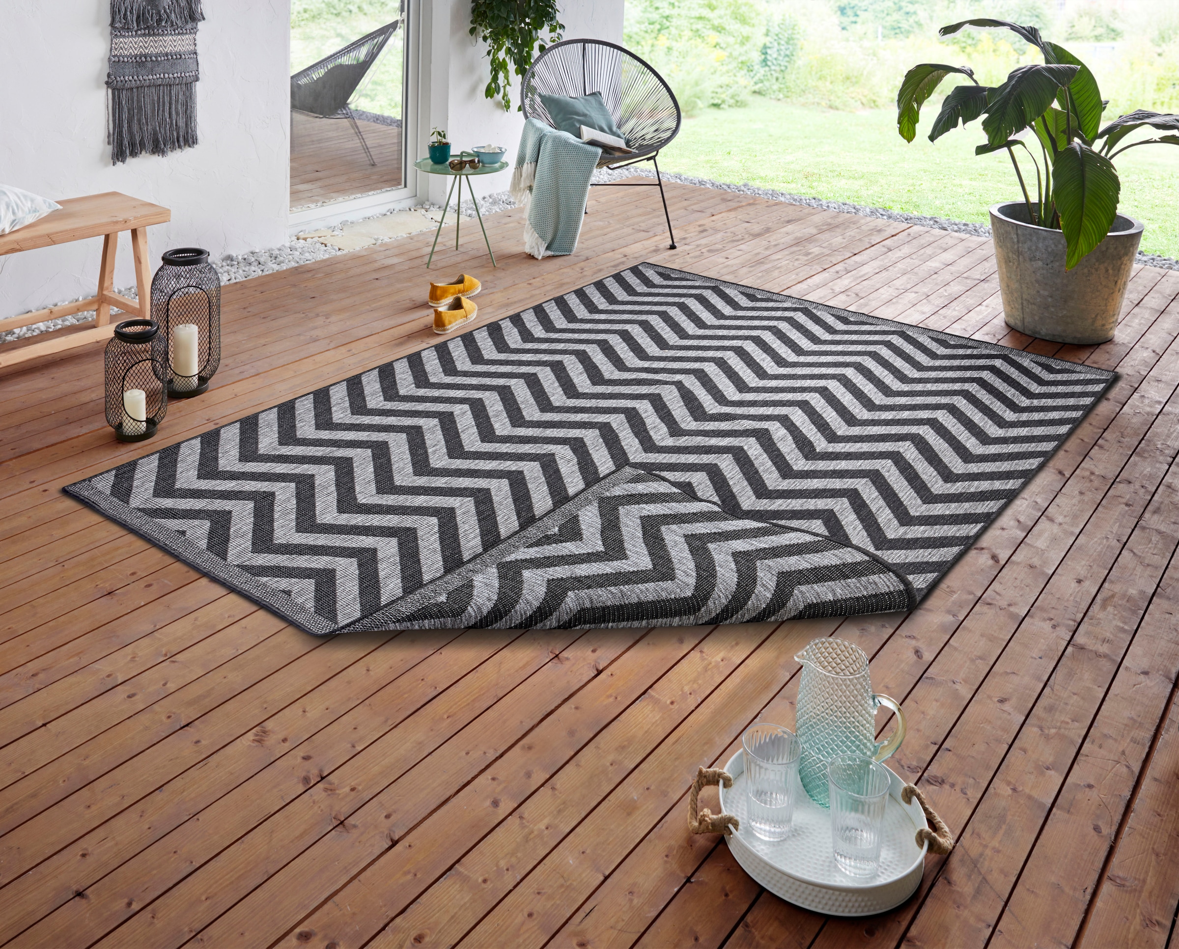 NORTHRUGS Teppich »Palma Wendeteppich«, rechteckig, In-& Outdoor,  Wetterfest, Balkon, Garten, Wohnzimmer, Wasserfest | BAUR