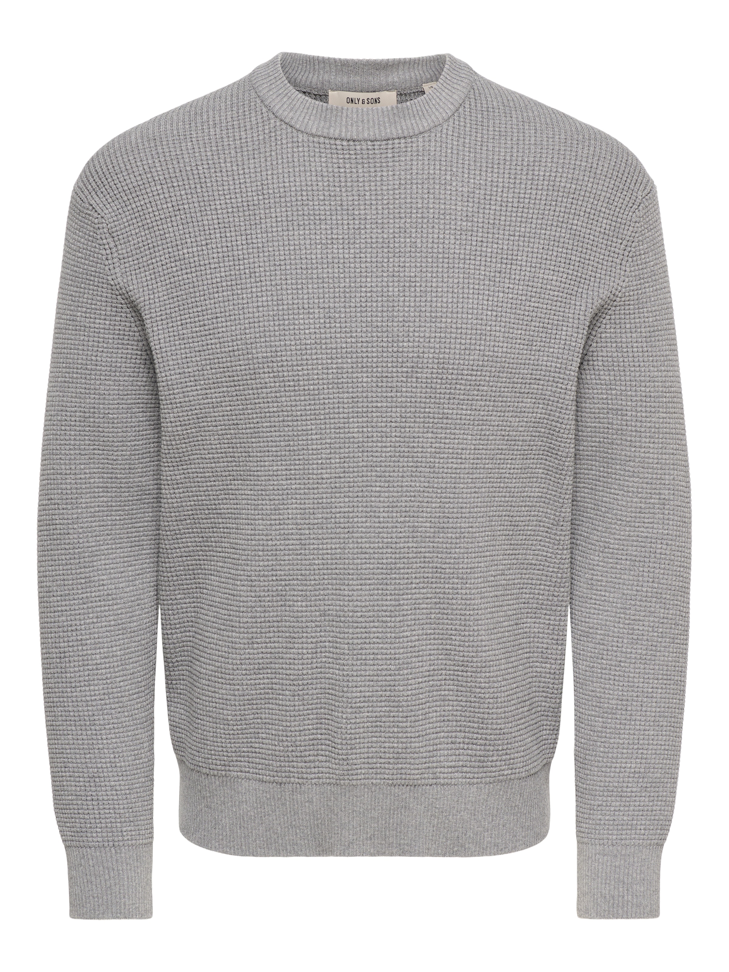 ONLY & SONS Rundhalspullover "ONSMARIUS LS WAFFLE CREW REG OTL" Baumwollmischung, regular fit