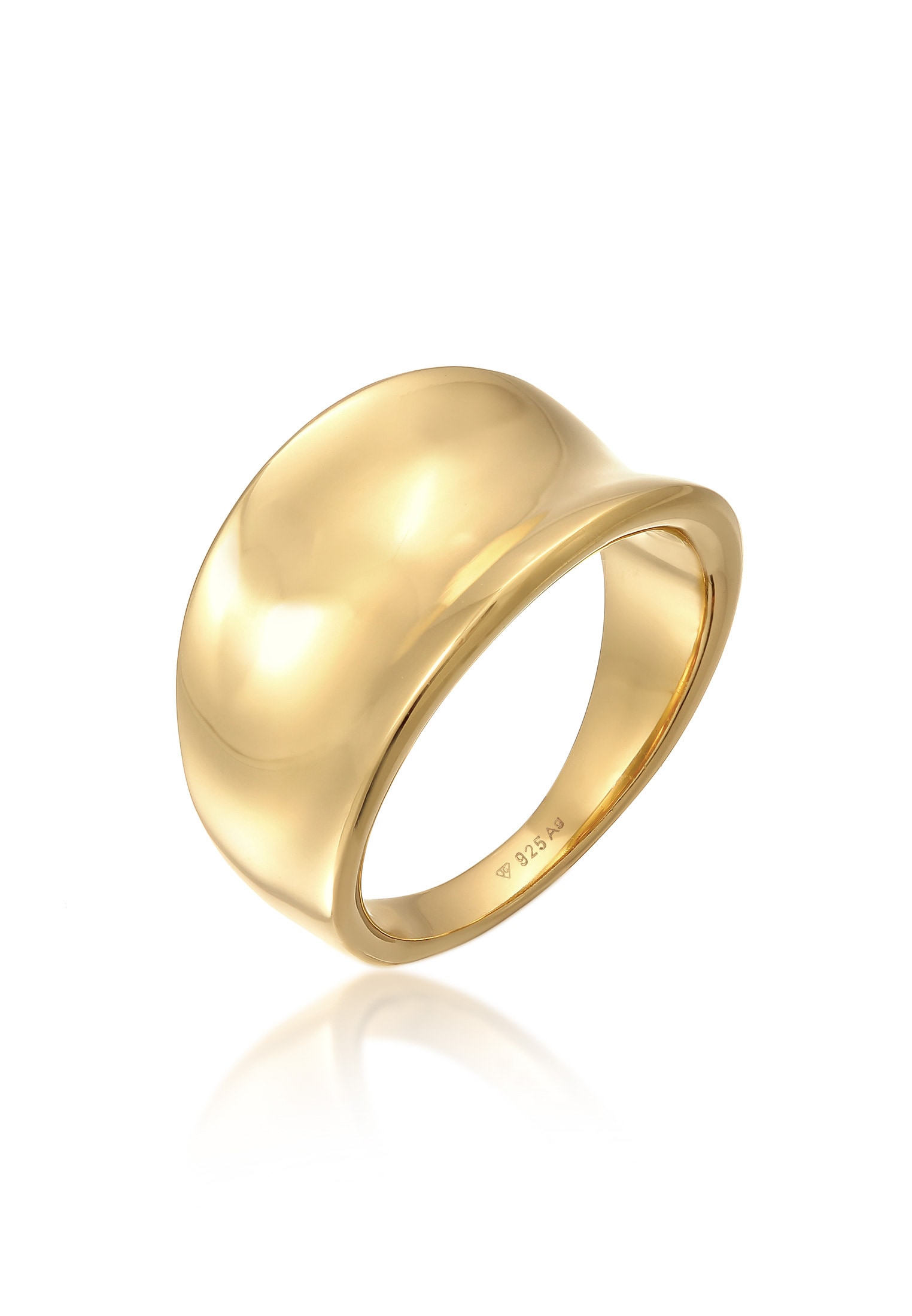 ELLI Damen Siegelring "Ring Basic Schick Oval 925 Silber", 56, ohne Stein, Silber 925 (Sterlingsilber), gold, Silber 925 (Sterlingsilber), Fingerringe