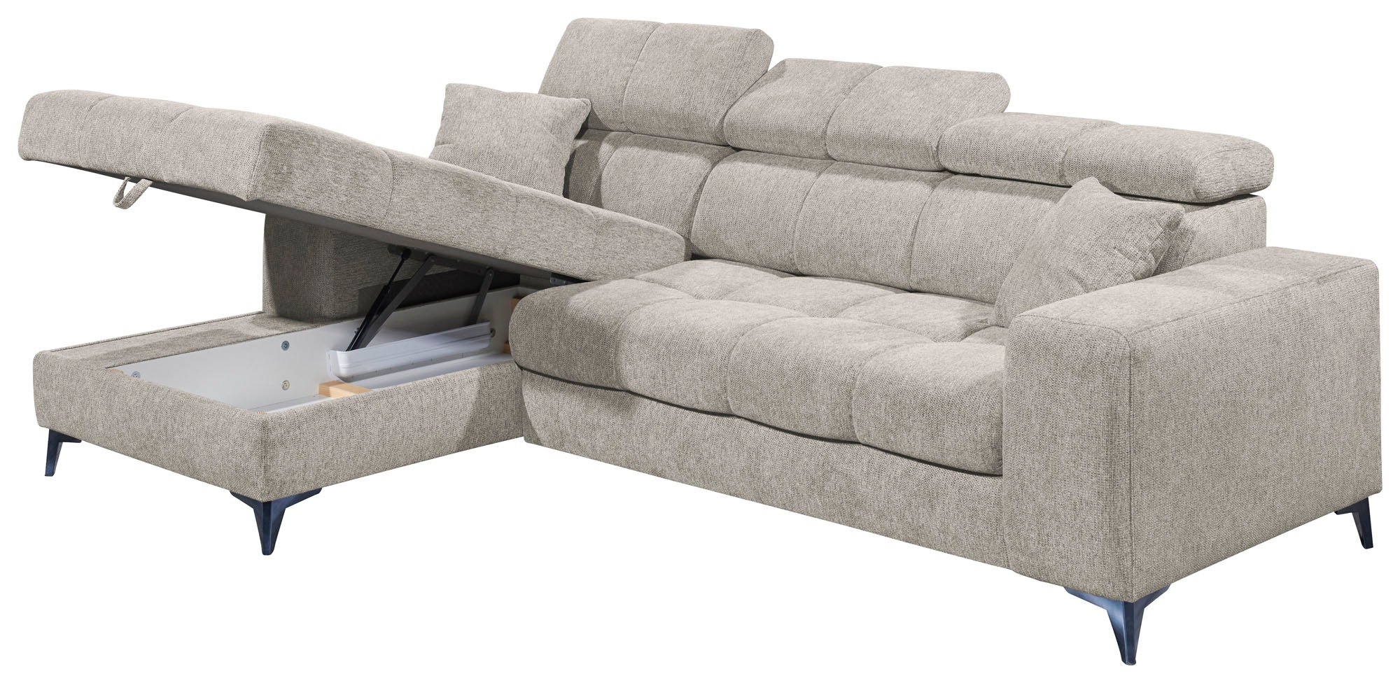 ED EXCITING DESIGN Ecksofa »Sydney L-Form«, mit Bettfunktion, Bettkasten, Kopfteilverstellung & 2 Zierkissen