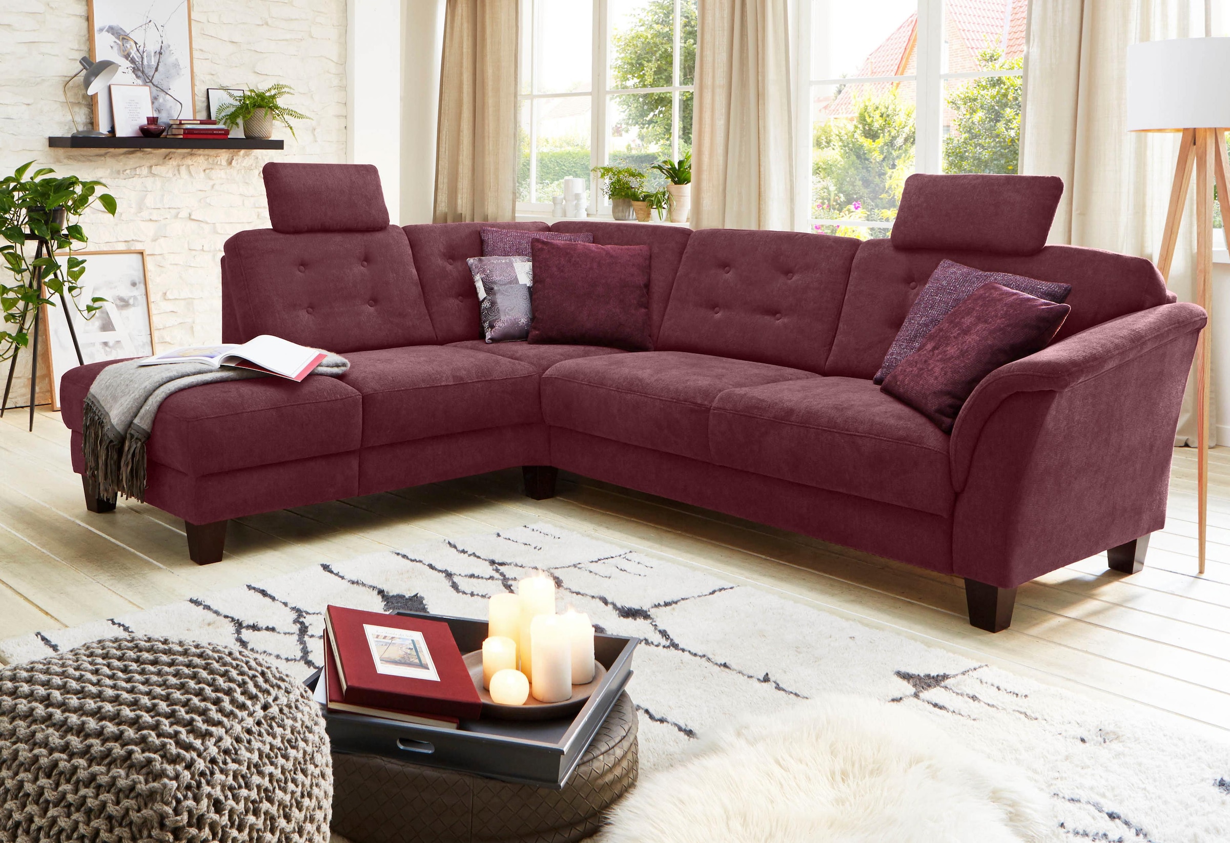Home affaire Ecksofa "Trondheim L-Form", mit Federkern und Knopfheftung im günstig online kaufen