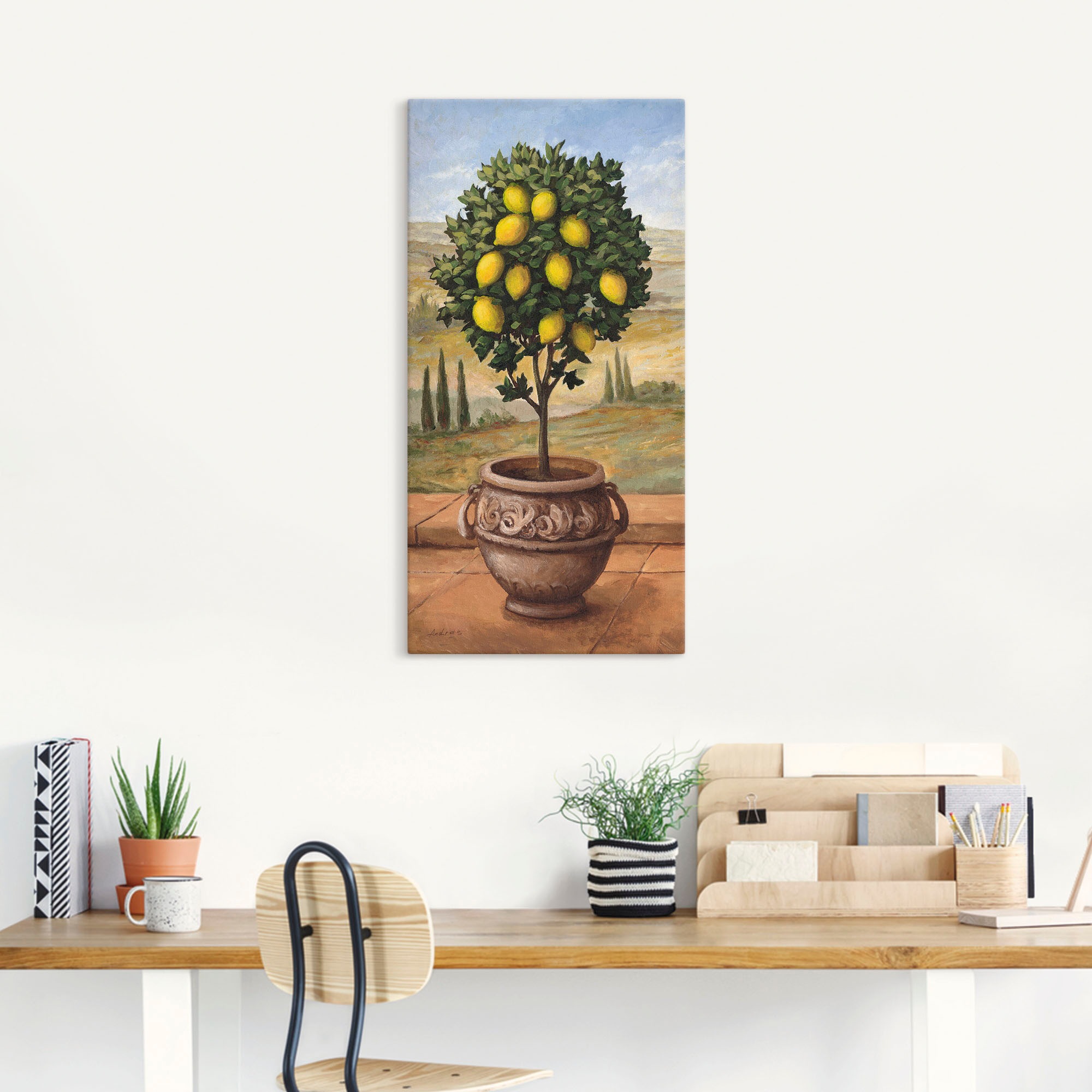 Artland "Zitronenbaum" Bäume 1 Stk. tlg. auf Holzrahmen gespannt günstig online kaufen