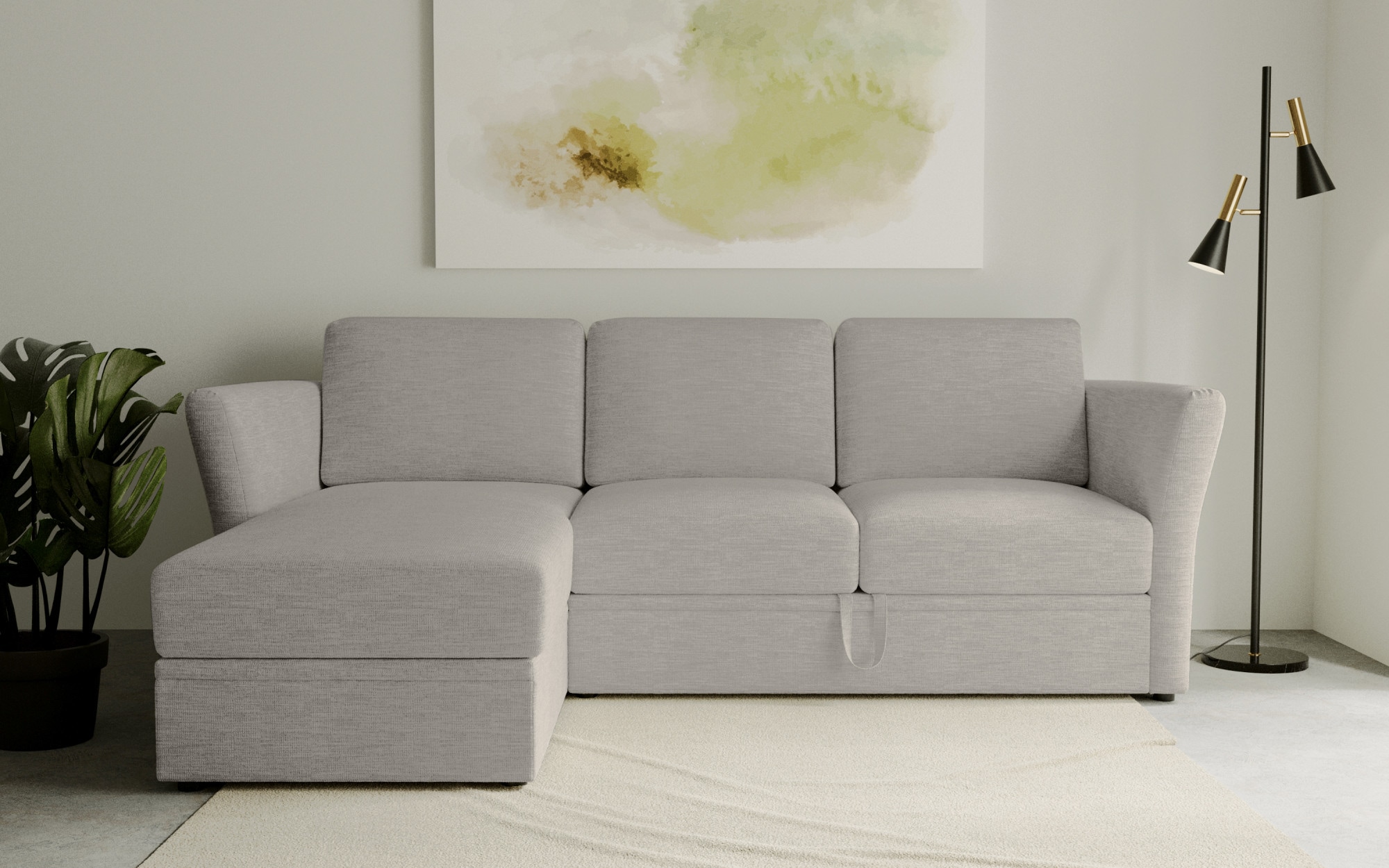 OTTO home Ecksofa "Lavars, L-Form, Schlafsofa" mit Bettfunktion und Stauraum, in zwei verschiedenen Bezugsqualitäten