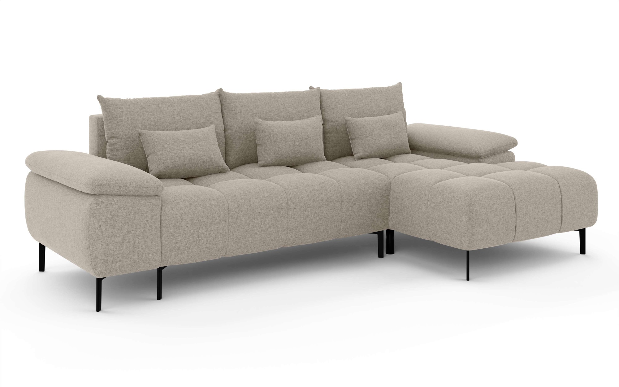 INOSIGN Ecksofa »DROMARA Schlafsofa mit Bettkasten, Maße: B/T/H 277/141/91 cm«, L-Form mit Recamiere rechts/links bestellbar, Wellenunterfederung
