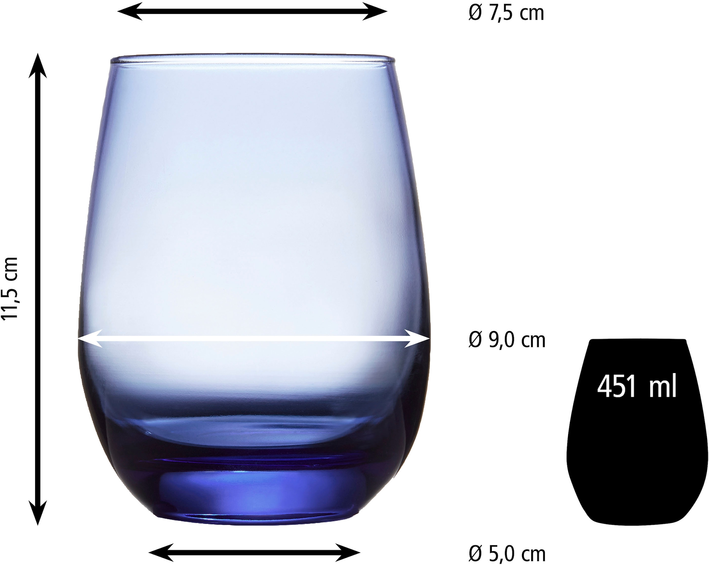 LIBBEY Gläser-Set »Libbey Weinglas, 12er Set -STEMLESS-«, (Set, 12 tlg.), 451 ml, hochwertig verarbeitet, im modernen Design