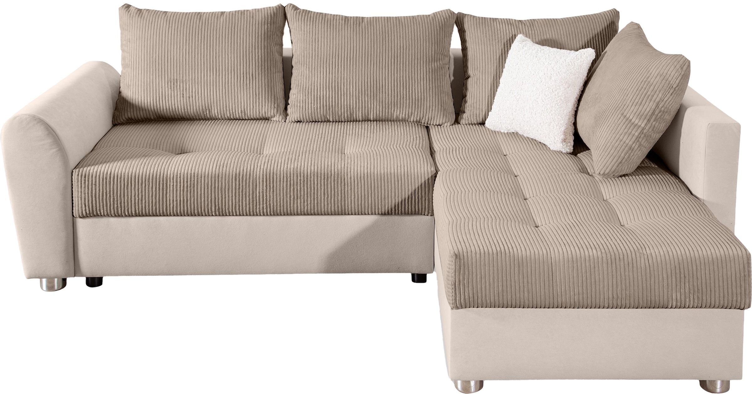 COLLECTION AB Ecksofa »JANA«, Ecksofa,Bettfunktion,Bettkasten,Bonnelfederkern,Rückenkissen
