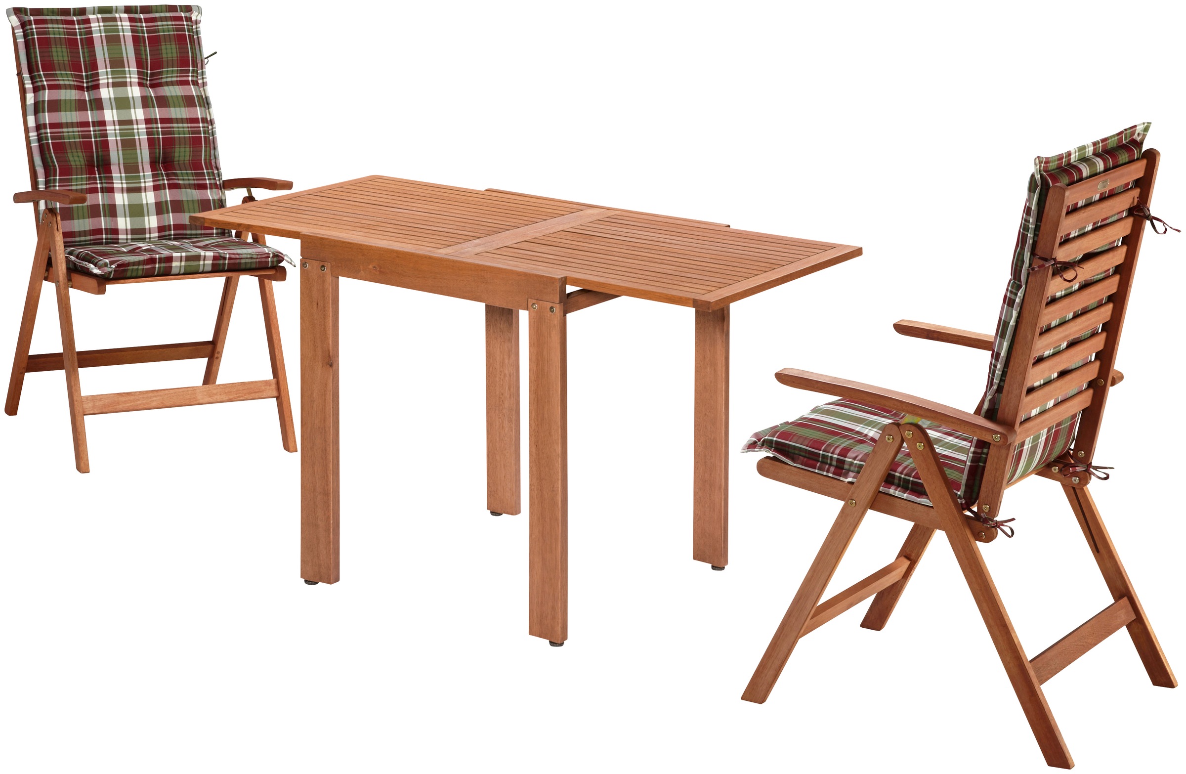 MERXX Balkonset "Borkum" 2x Klappsessel, inkl. Kissen, 1x Balkonausziehtisc günstig online kaufen