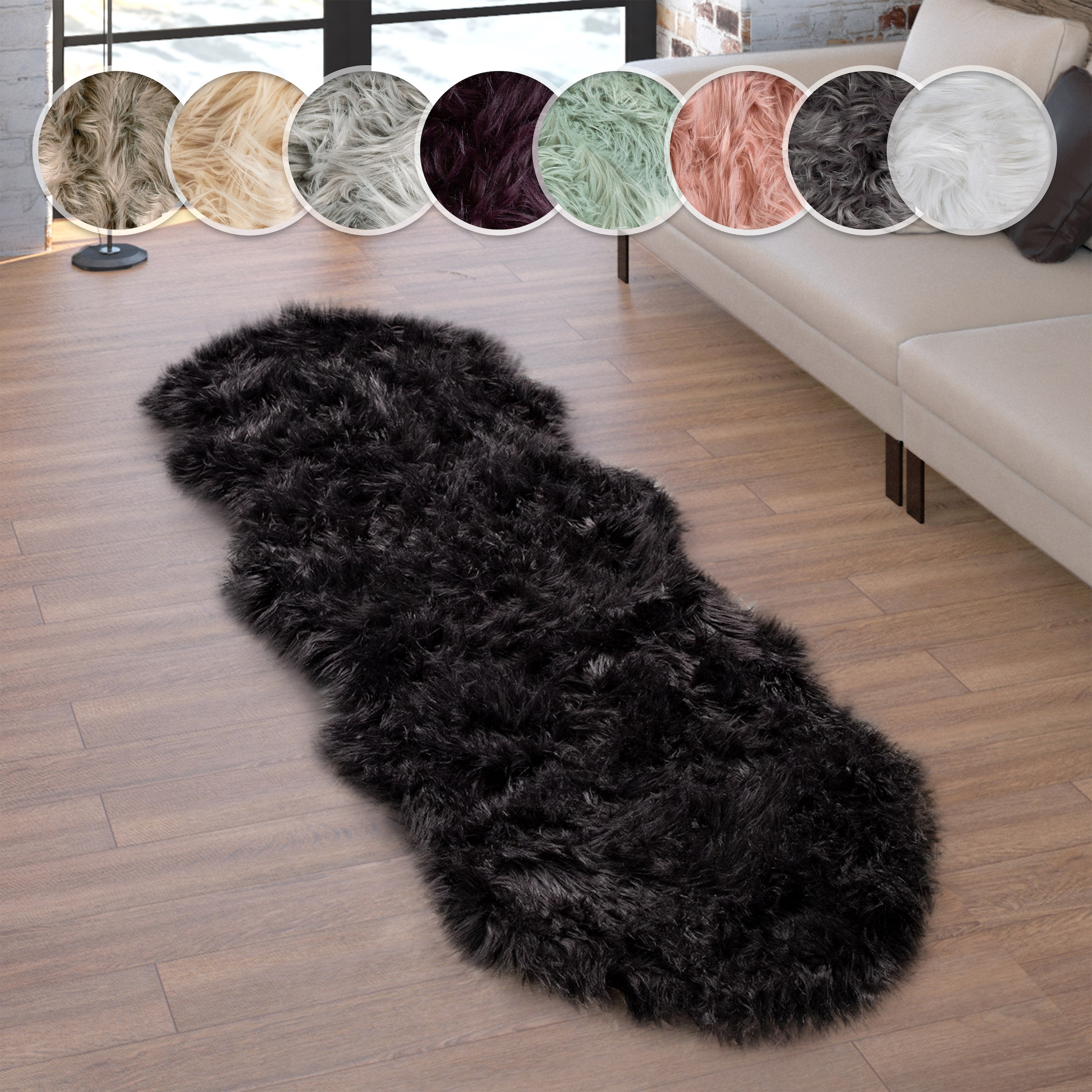 Paco Home Fellteppich "Playa 960" fellförmig 64 mm Höhe Kunstfell, Flokati- günstig online kaufen