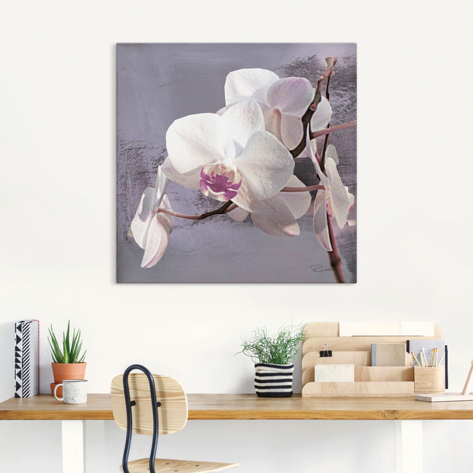 Artland Wandbild "Orchideen vor Violett I", Blumen, (1 St.), als Alubild, O günstig online kaufen