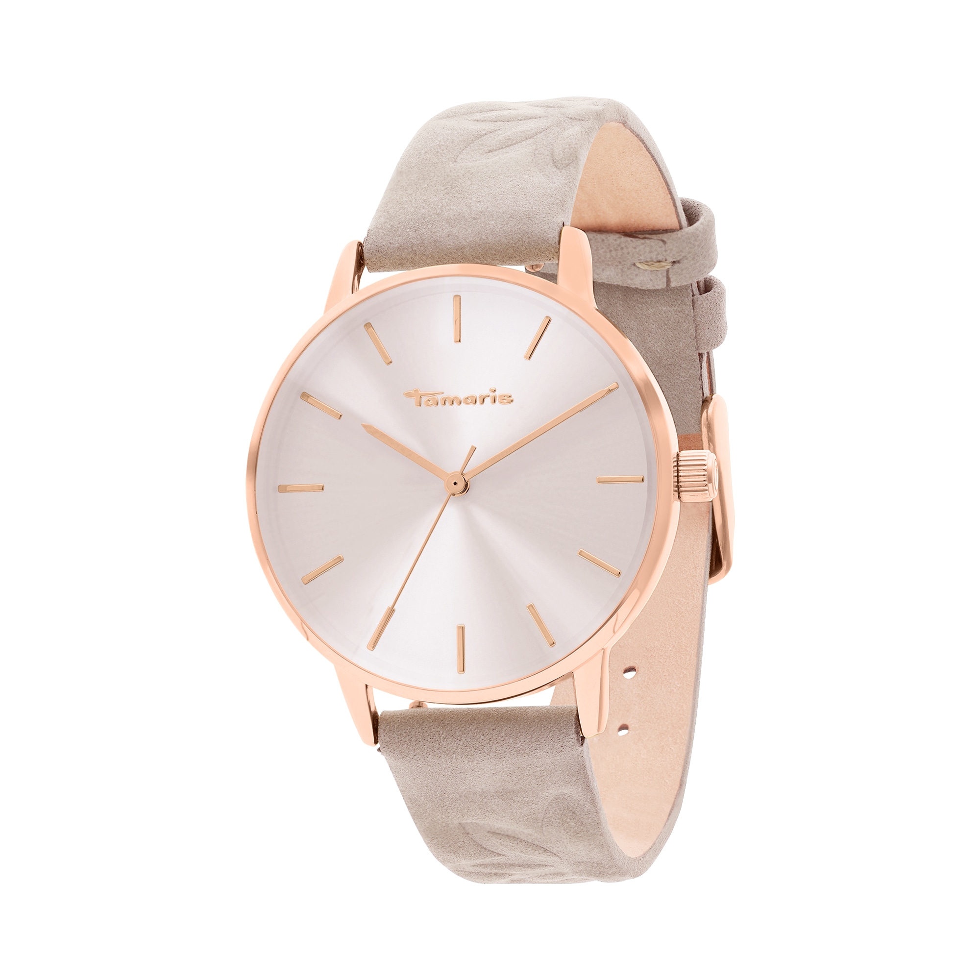 Tamaris Quarzuhr Armbanduhr, Damenuhr, Lederarmband, analog