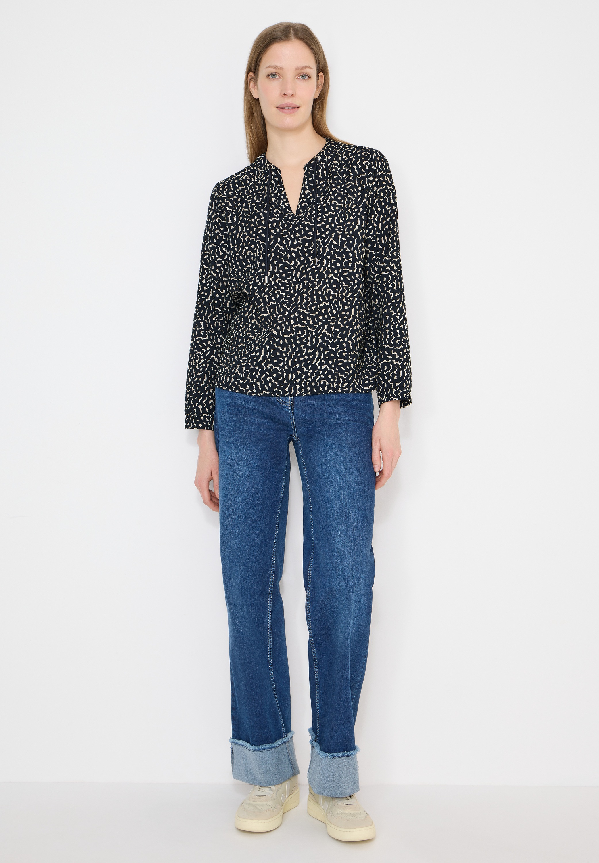 Thumbnail - Cecil Langarmbluse mit geschlitztem Rundhalsausschnitt