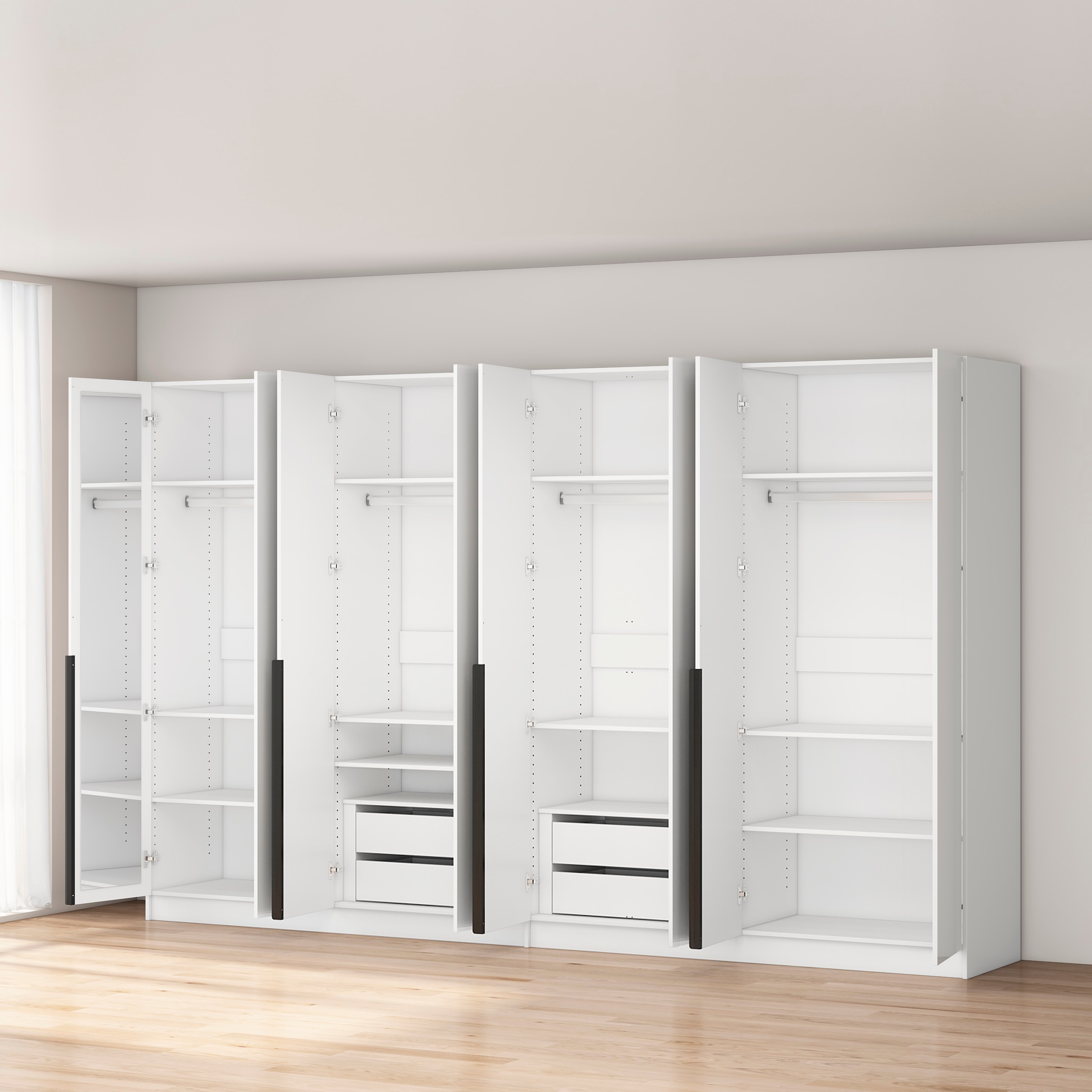 OTTO home Kleiderschrank »Annor Schlafzimmerschrank Breite 323 cm hochglanz Schrank Garderobe« Drehtürenschrank mit perfekter Innenausstattung - elegante Türgriffe