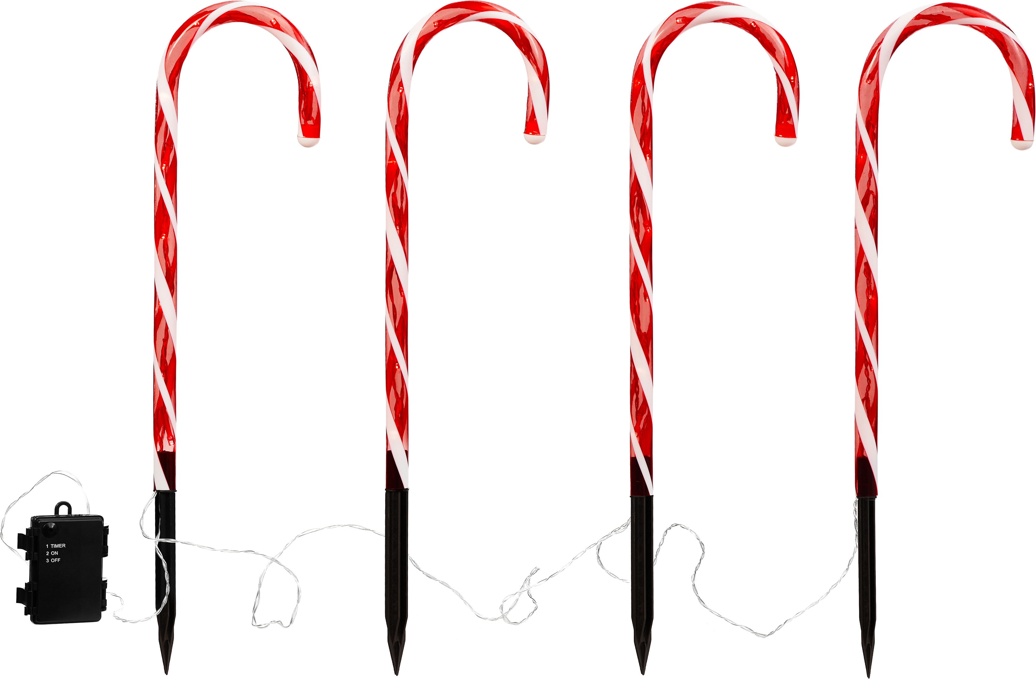 IC Winterworld LED Gartenleuchte "Weihnachtsdeko rot" Gartenstecker, Zuckerstangen-Design, mit Timerfunktion