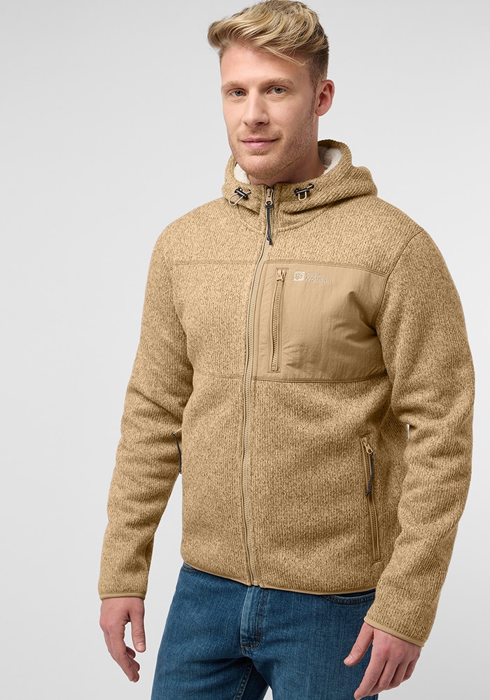 Jack Wolfskin Fleecejacke "KAMINFEUER HOODED JKT M", mit Kapuze