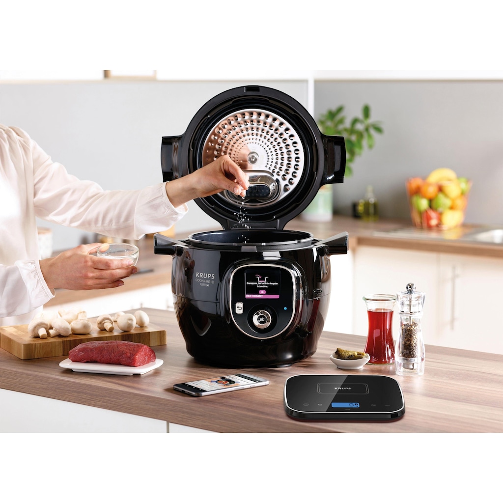 Krups Multikocher »CZ8568 Cook4Me+ Grameez«, mit vernetzter Küchenwaage, elektrischer Schnellkochtopf, 300 Rezepte, 6 Kochprogramme, kompatibel mit der Cook4Me-App, Bluetooth Steuerung