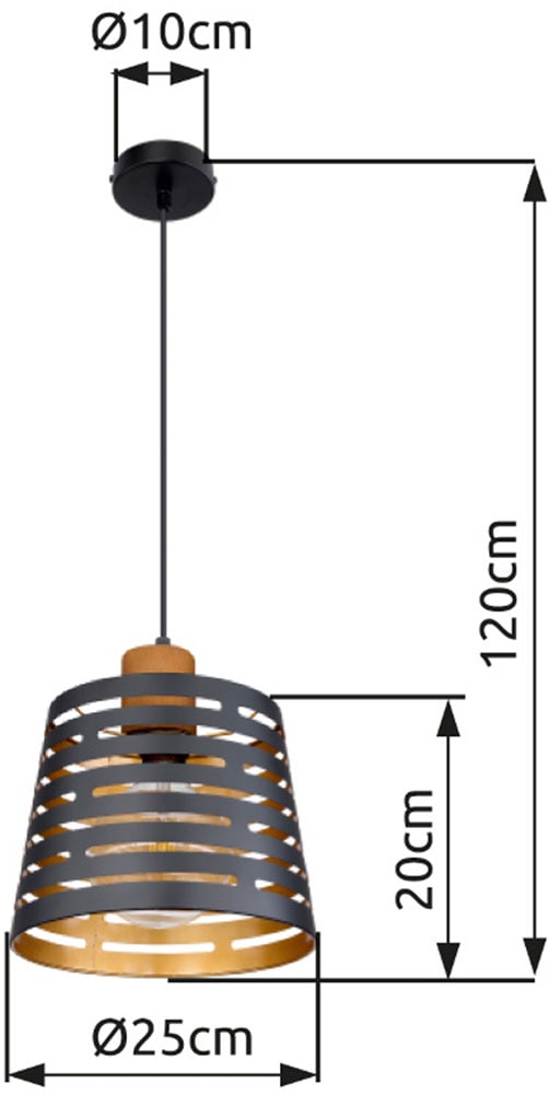 GLOBO LIGHTING Hängeleuchte »ABLONA«, Leuchtmittel E27 | ohne Leuchtmittel, Hängelampe/Pendelleuchte/Holz/goldfarben/Höhe kürzbar