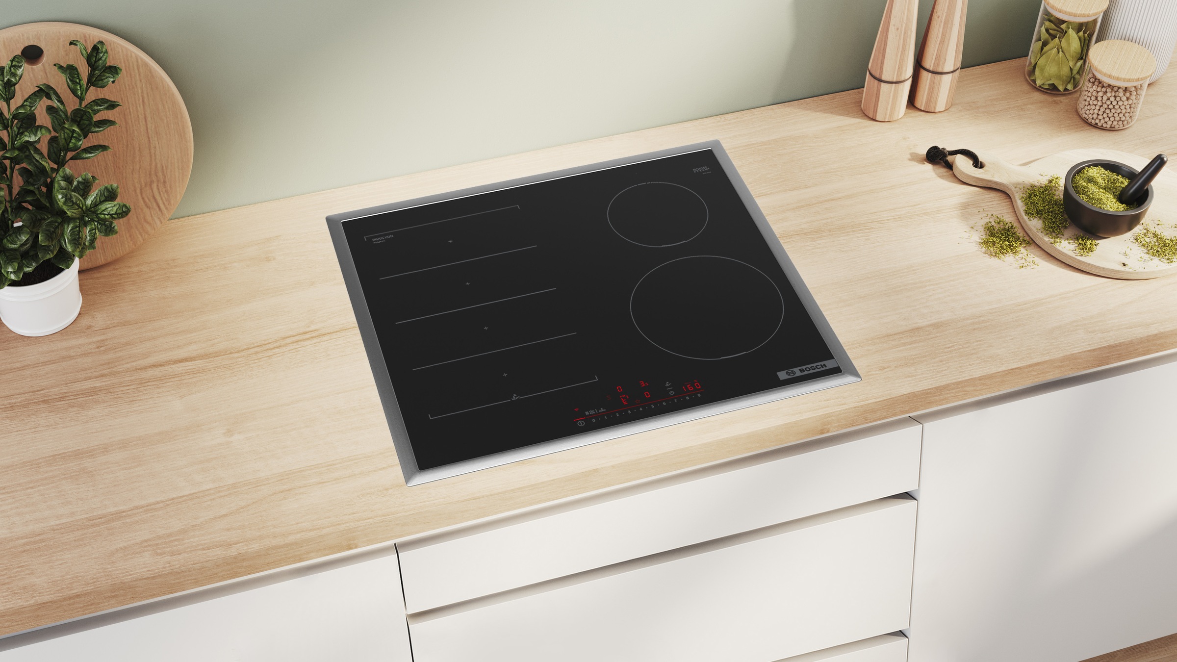 BOSCH Induktions-Kochfeld "PIX645HC1E" DirectSelect-Bedienung & flexible Flex Induction für große Töpfe