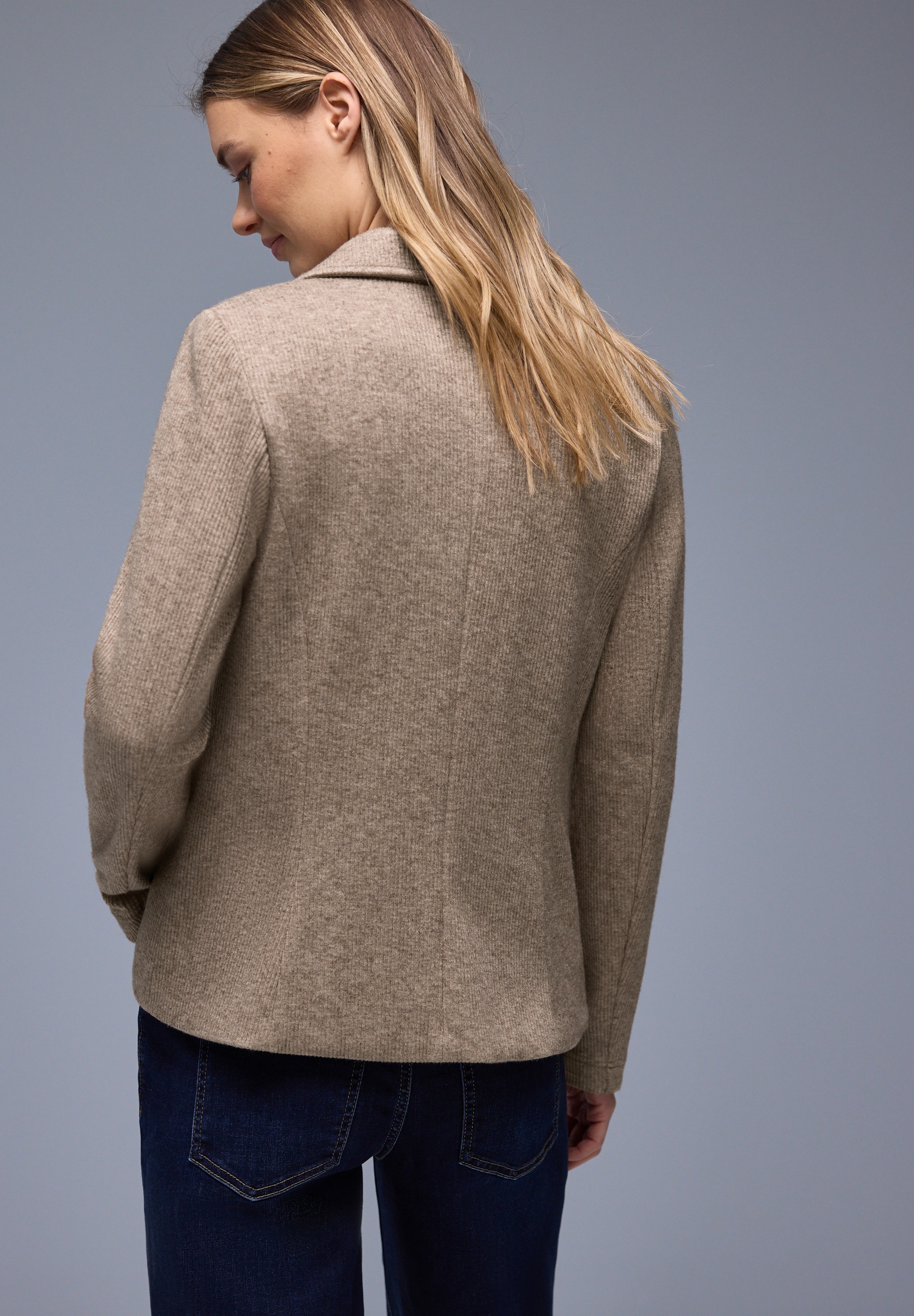 STREET ONE Jackenblazer Rippstrick‑Look mit Reverskragen, mit Viskose günstig online kaufen